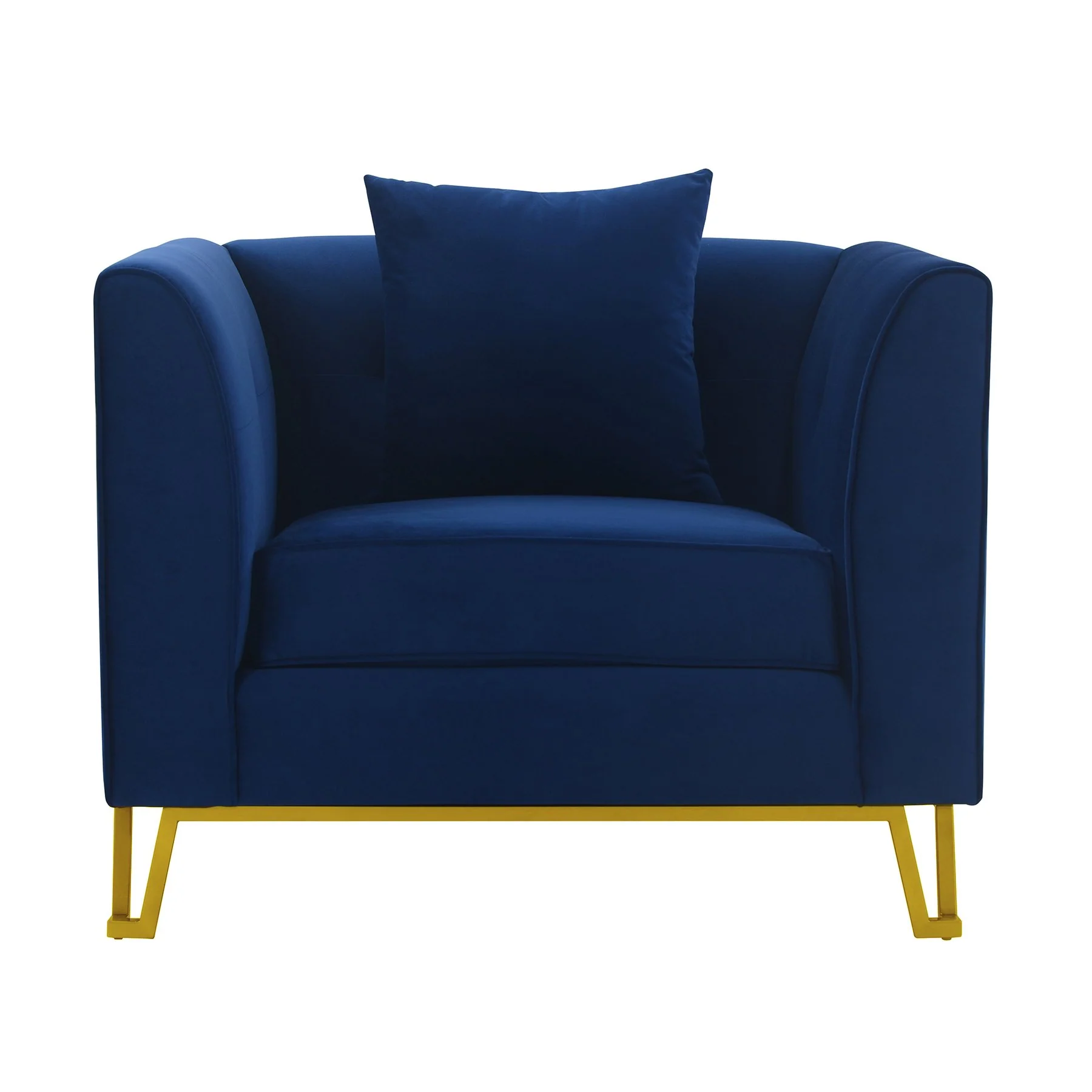 Everest Blue Fabric Upholstered Sofa Accent Chair with Brushed Gold Legs - Image 2
