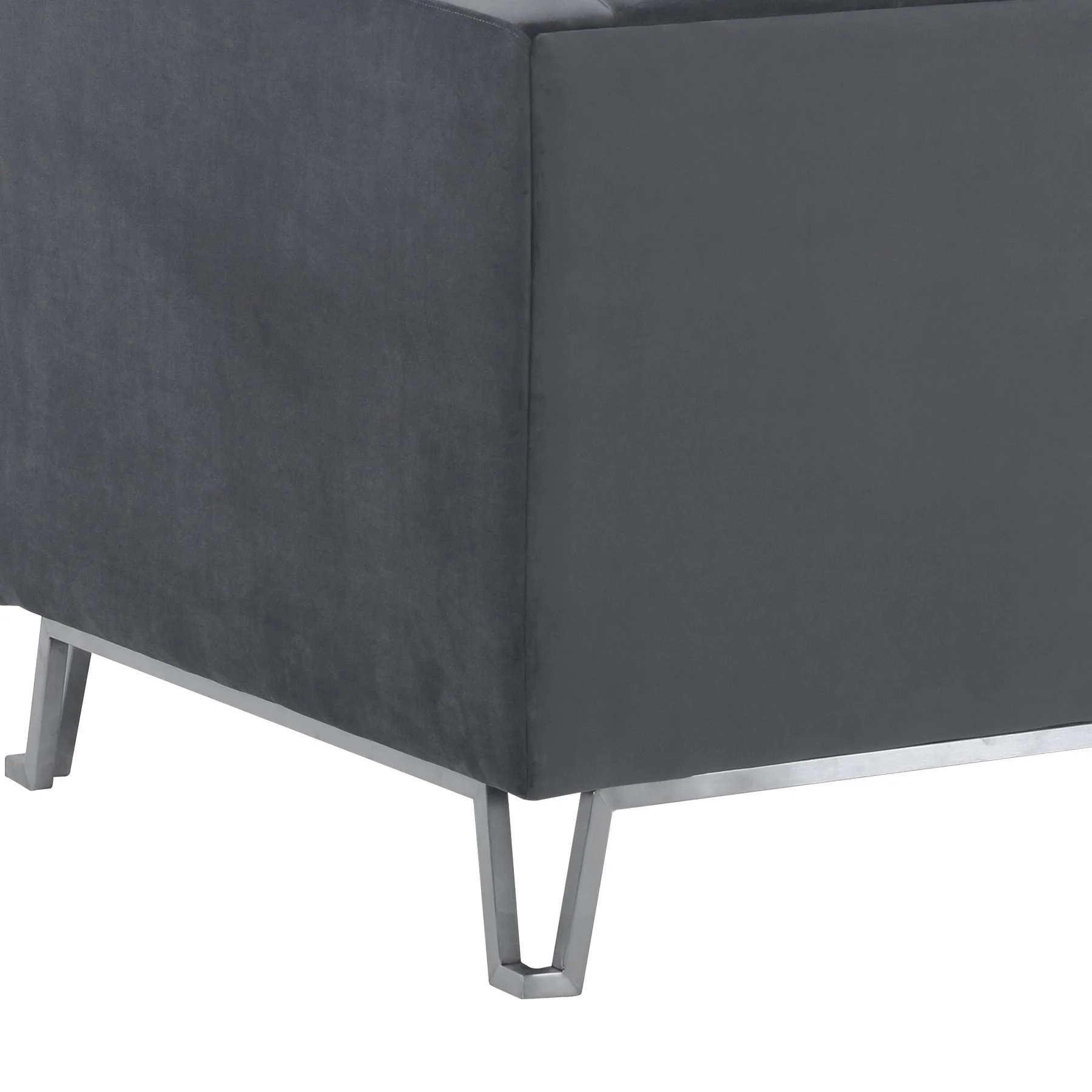 Everest Gray Fabric Upholstered Sofa Accent Chair with Brushed Stainless Steel Legs - Image 5