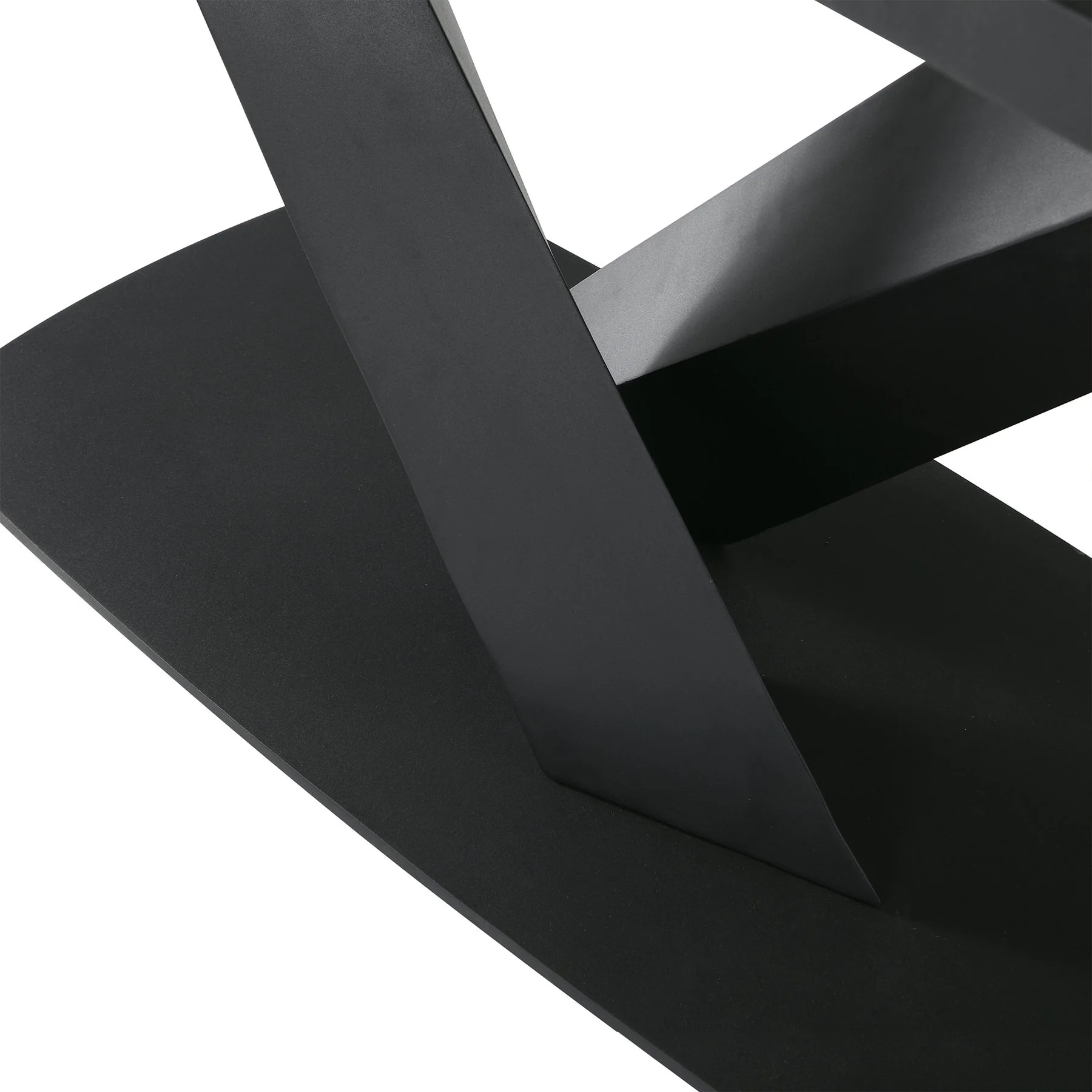 Everett Contemporary Dining Table in Matte Black Finish and Walnut Top - Image 5
