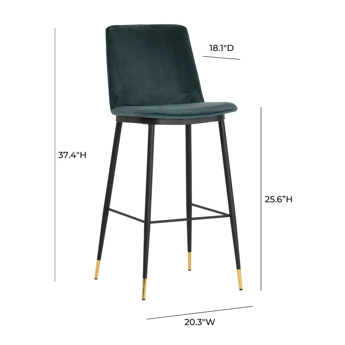 Evora Green Velvet Counter Stool (Set of 2) - Image 9
