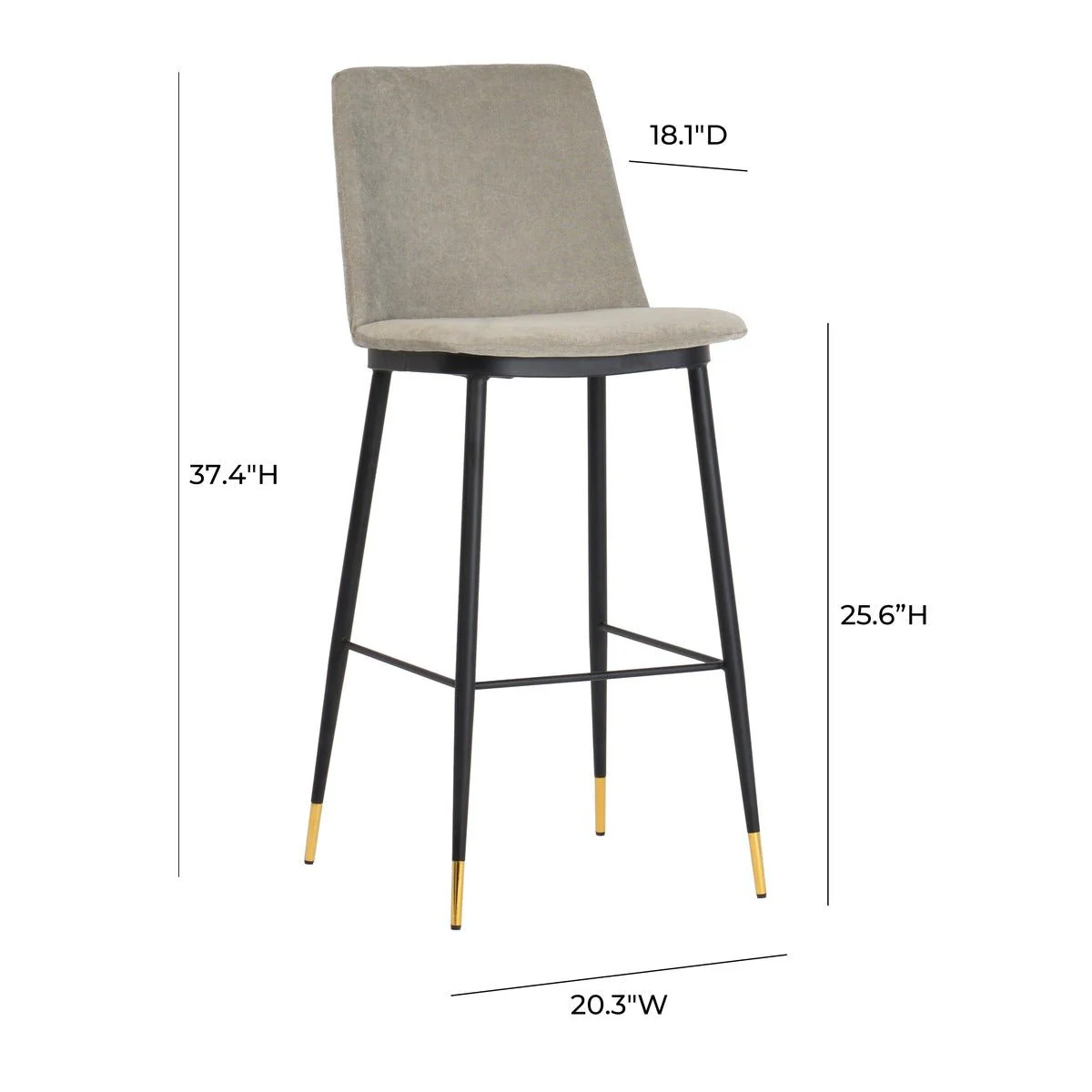 Evora Grey Velvet Counter Stool (Set of 2) - Image 9