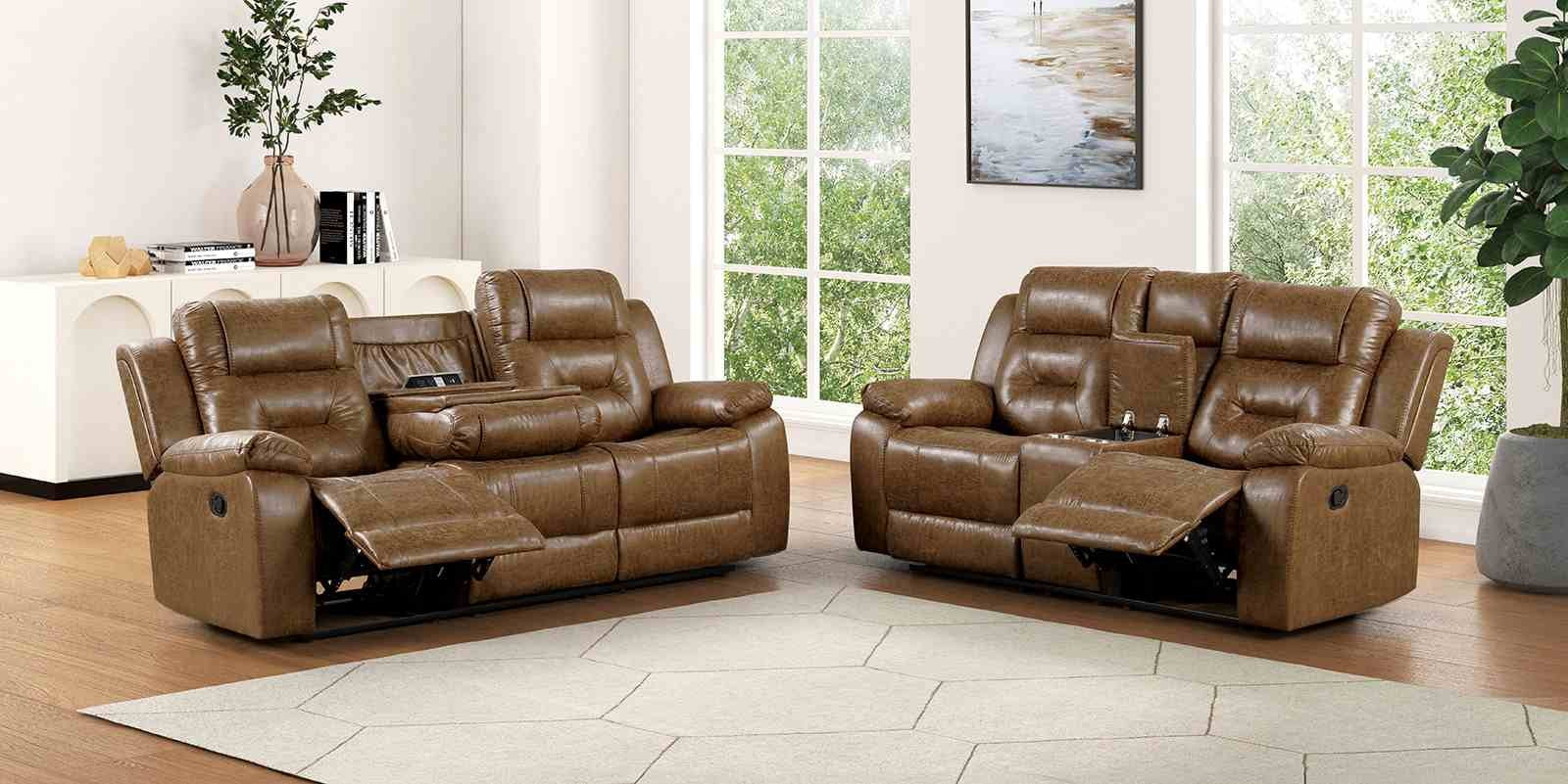 Ezekius Loveseat, Manual Recline, Brown - Image 2