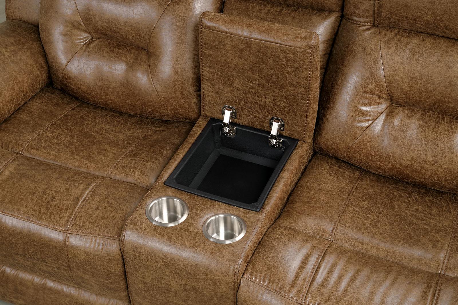 Ezekius Loveseat, Manual Recline, Brown - Image 3
