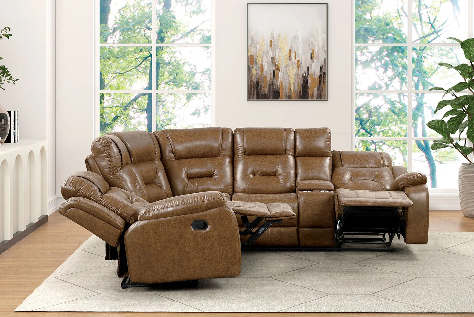 Ezekius Manual Sectional, Brown - Image 2