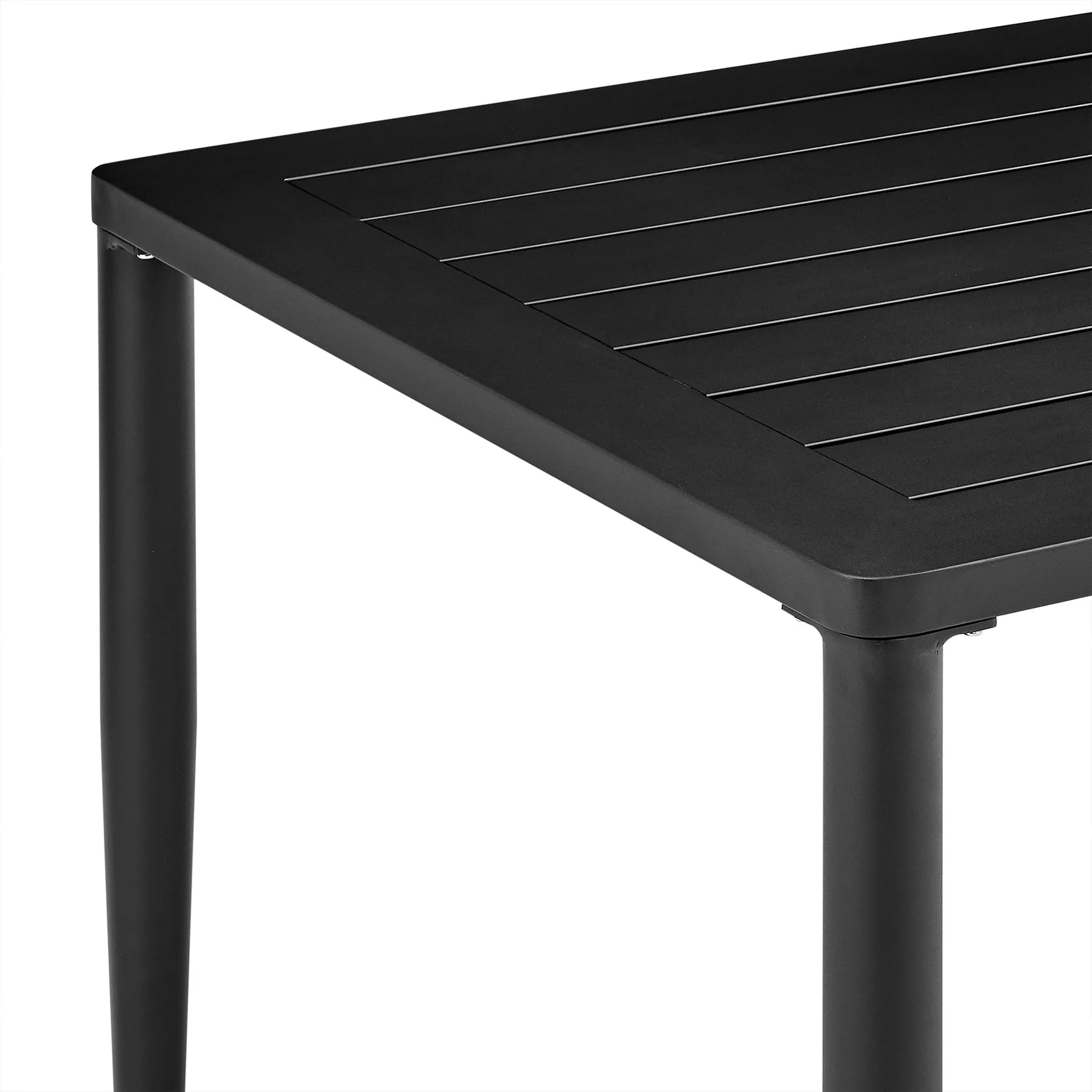 Ezra Outdoor Patio 5-Piece Dining Table Set in Aluminum and Teak with Gray Cushions - Image 7