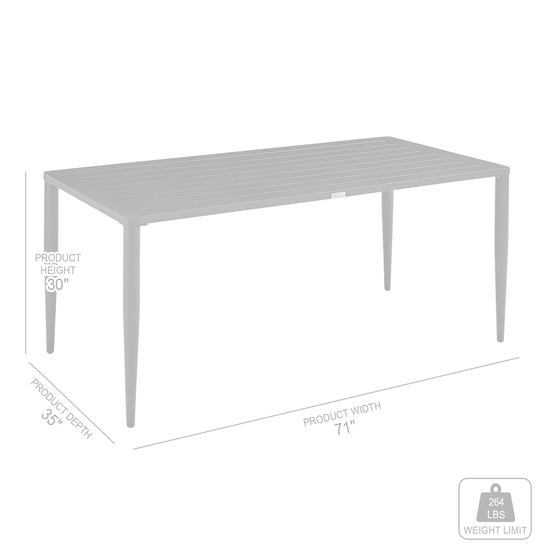 Ezra Outdoor Patio Dining Table in Aluminum - Image 7