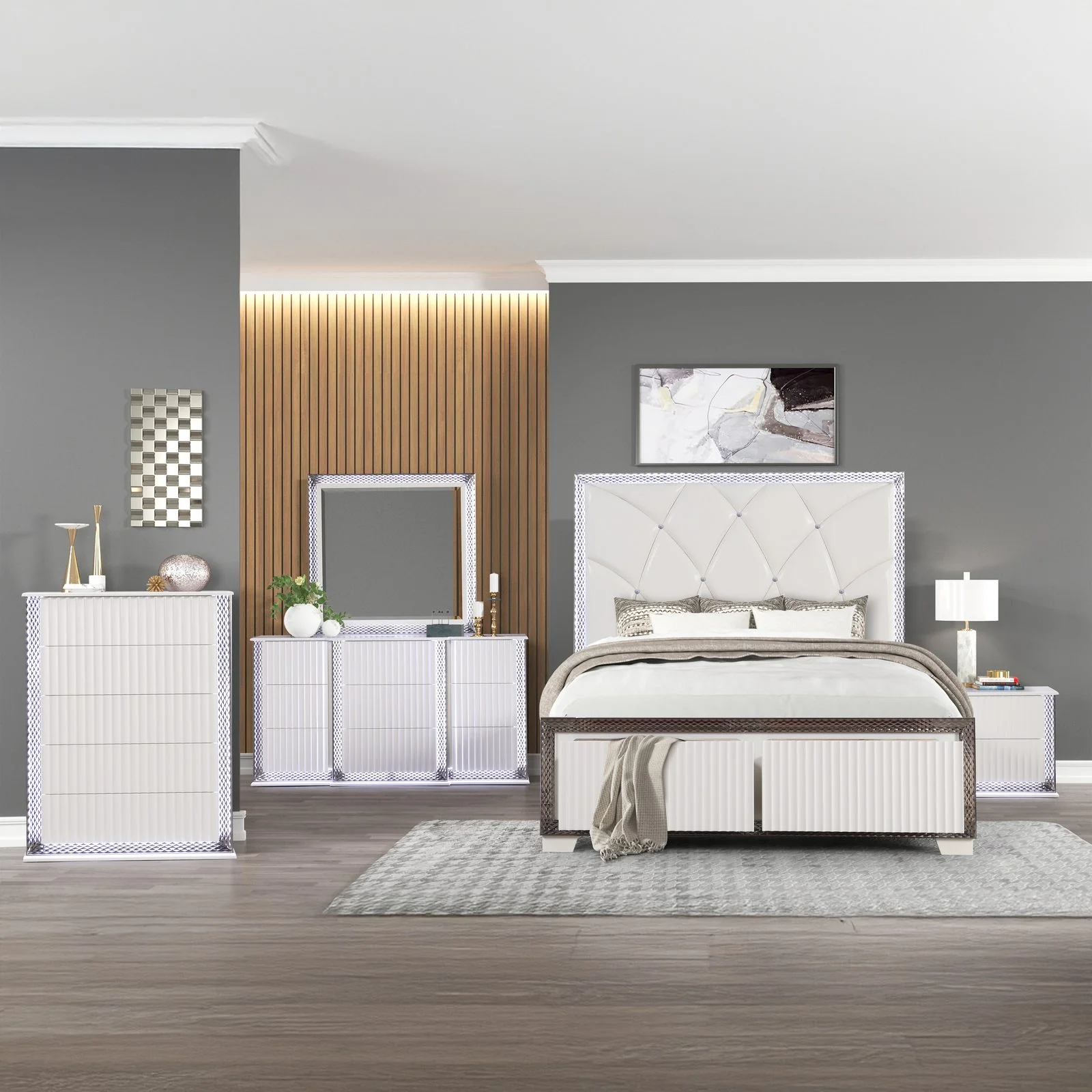 Fabio King 5PC Bedroom Set White - Image 28