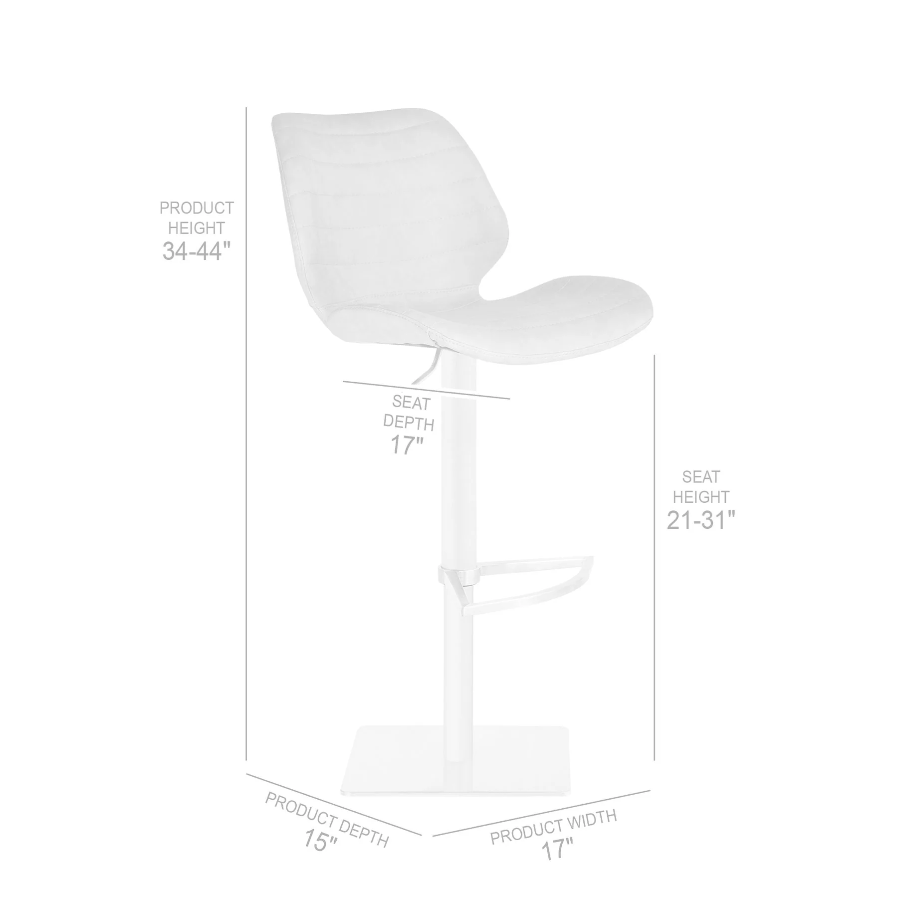 Falcon Adjustable Swivel Barstool in Brushed Stainless Steel with Light Vintage Gray Faux Leather - Image 2