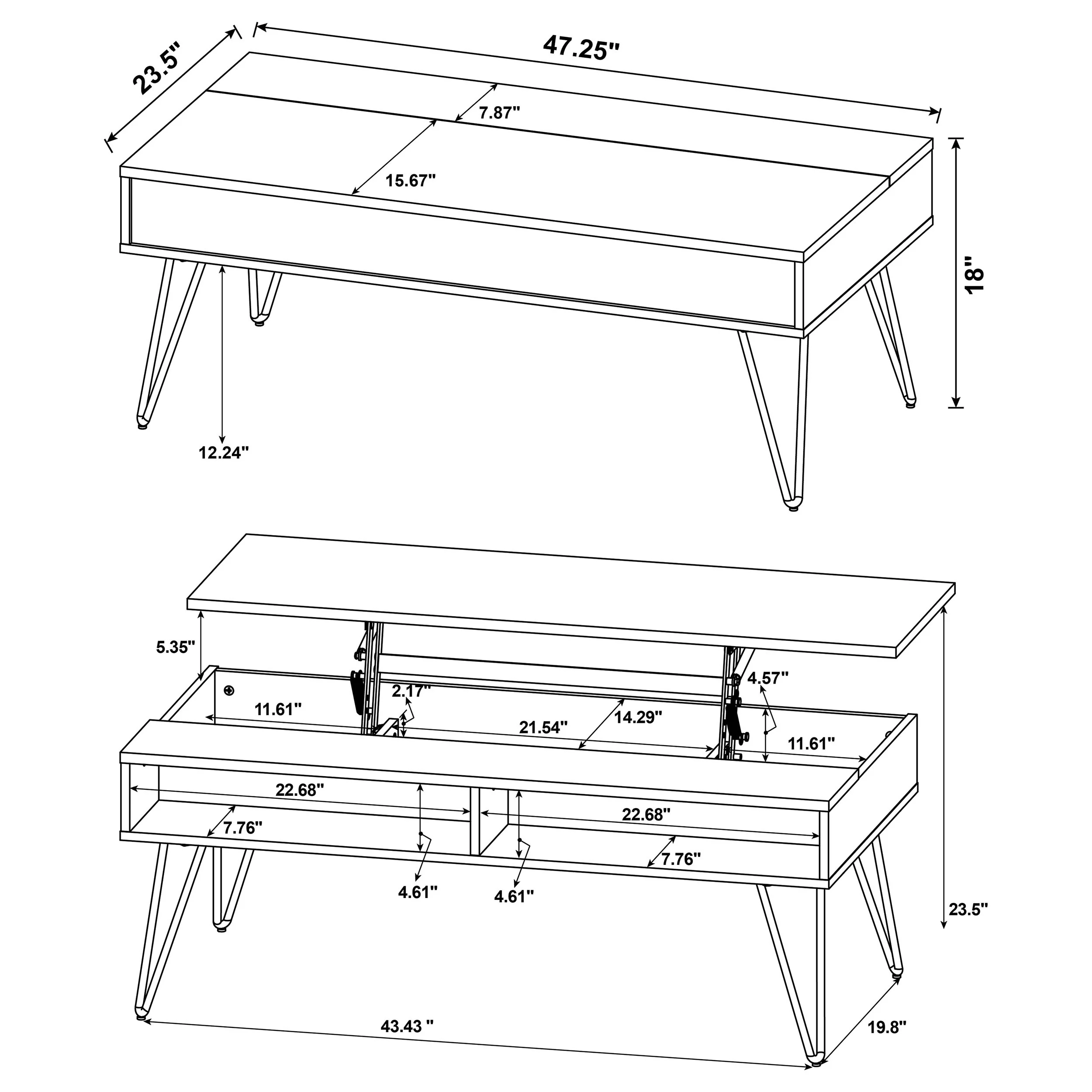 Fanning Lift-Top Coffee Table Set - Image 7