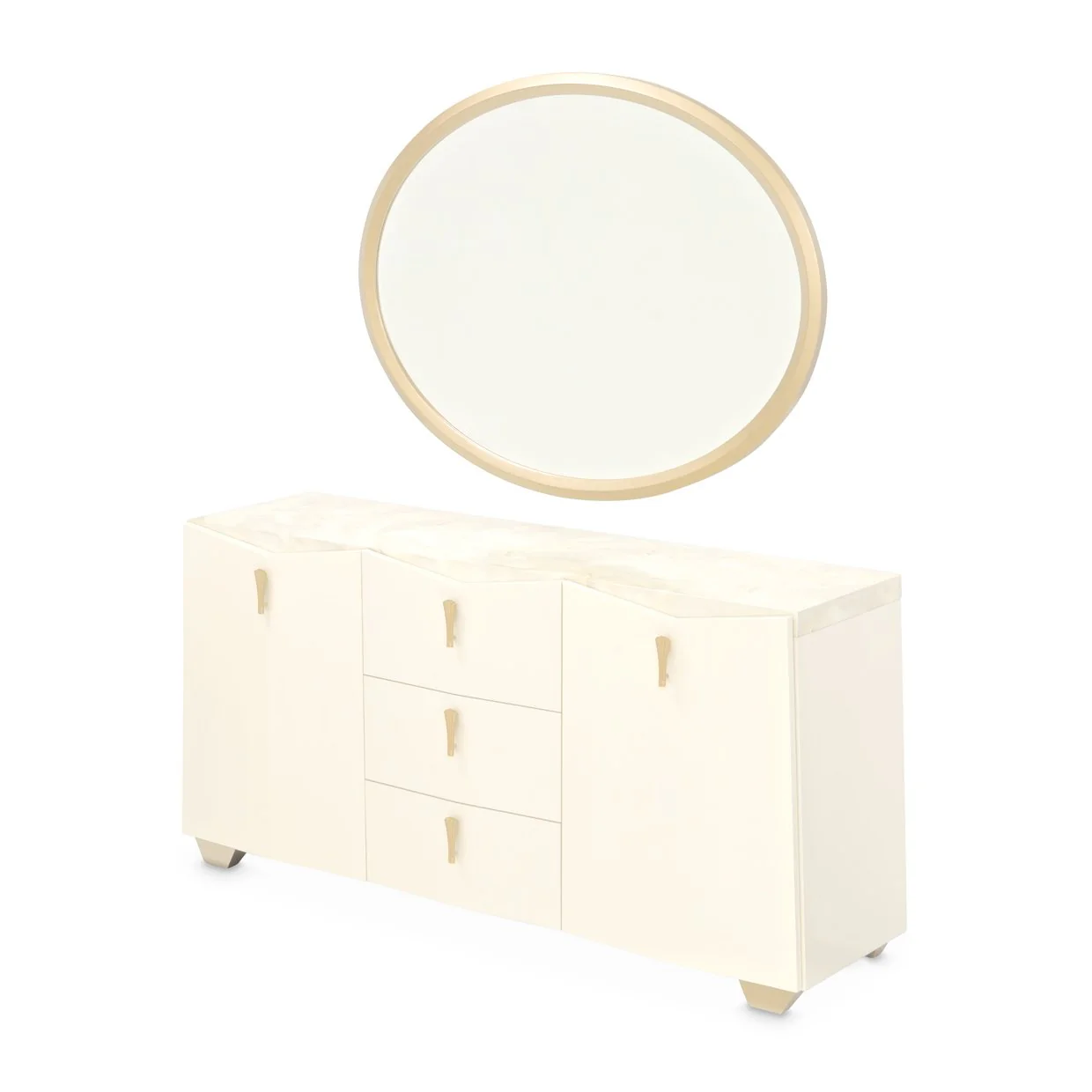 Fantosini Sideboard with Mirror - Creamy Pearl - Image 2