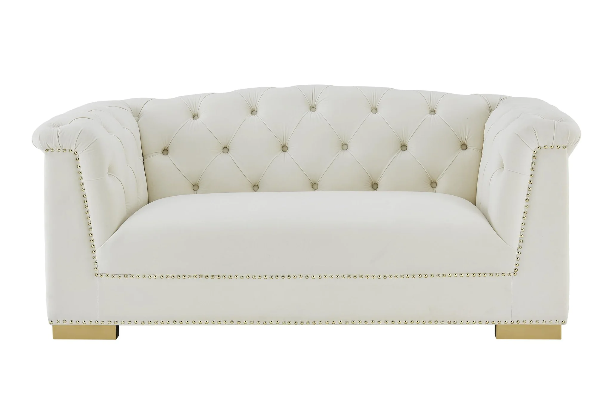 Farah Cream Velvet Loveseat - Image 3