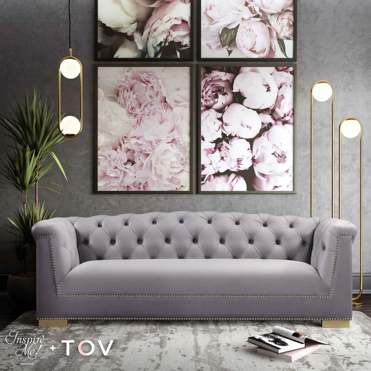 Farah Grey Velvet Sofa - Image 7
