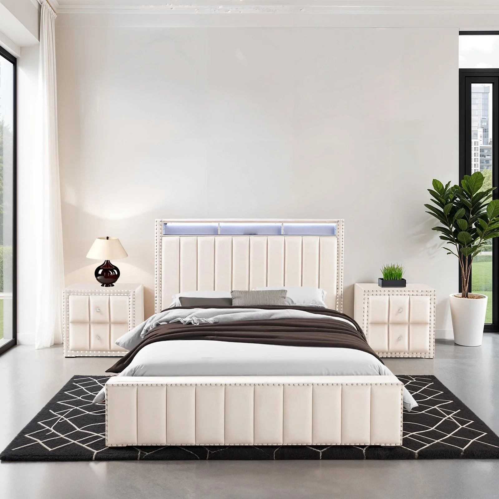 Farese Queen Bed W/ 2 Nightstands - Image 2