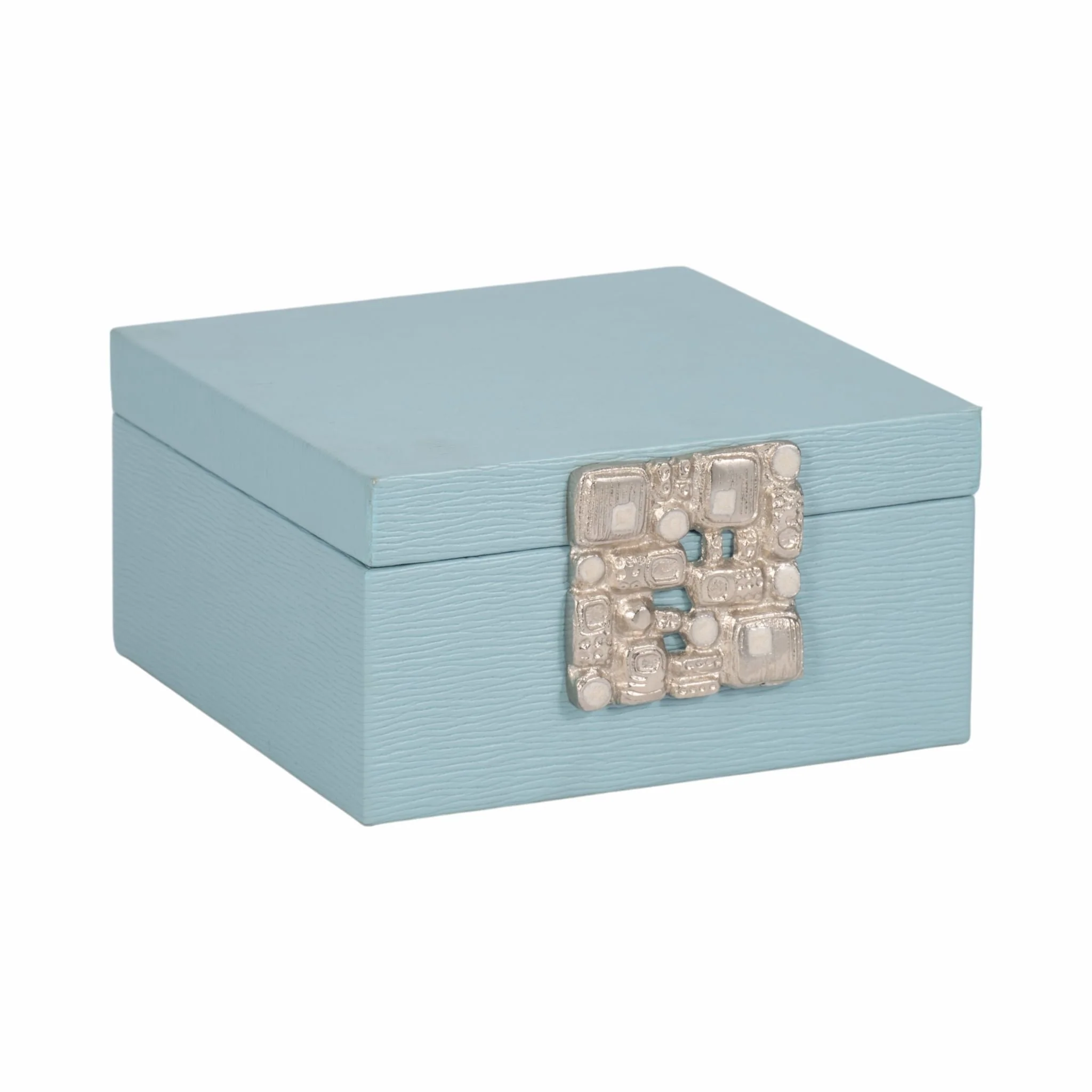 Faux Leather, 8" Crinkle Box, Blue/silver - Image 2