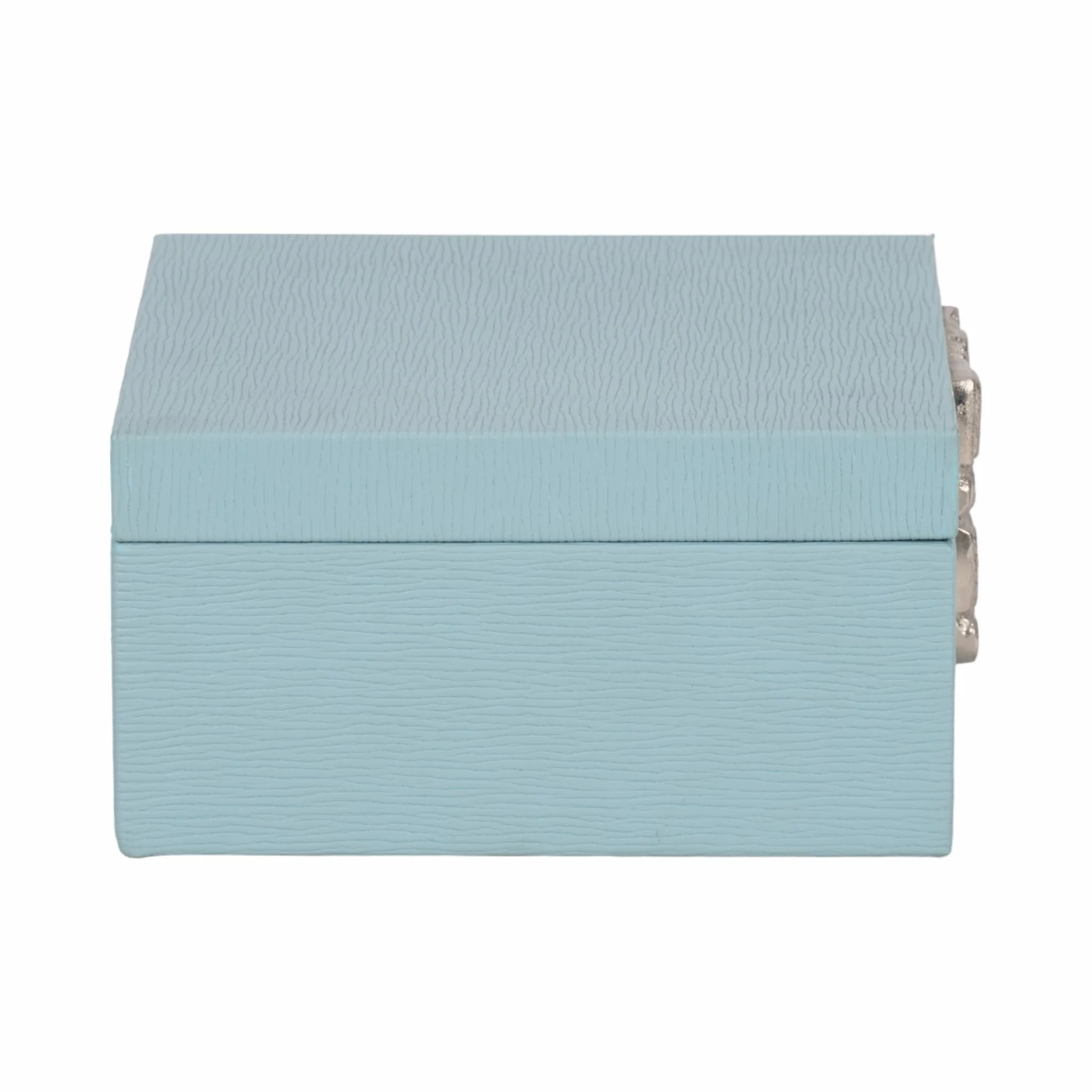 Faux Leather, 8" Crinkle Box, Blue/silver - Image 3