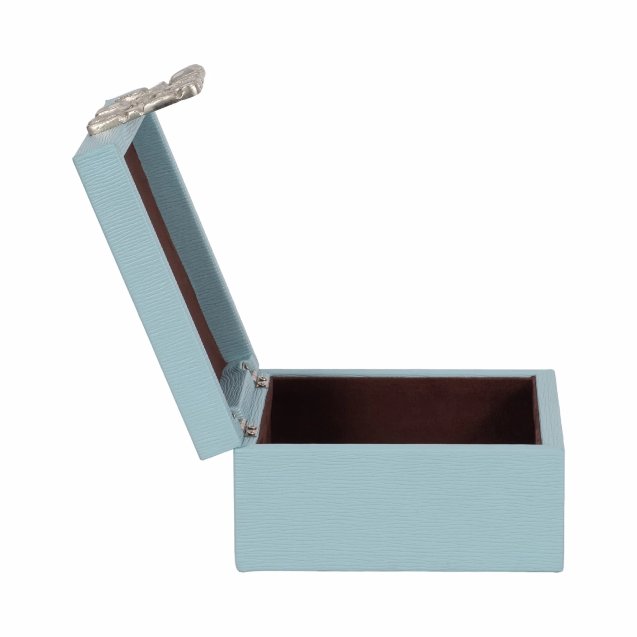Faux Leather, 8" Crinkle Box, Blue/silver - Image 4