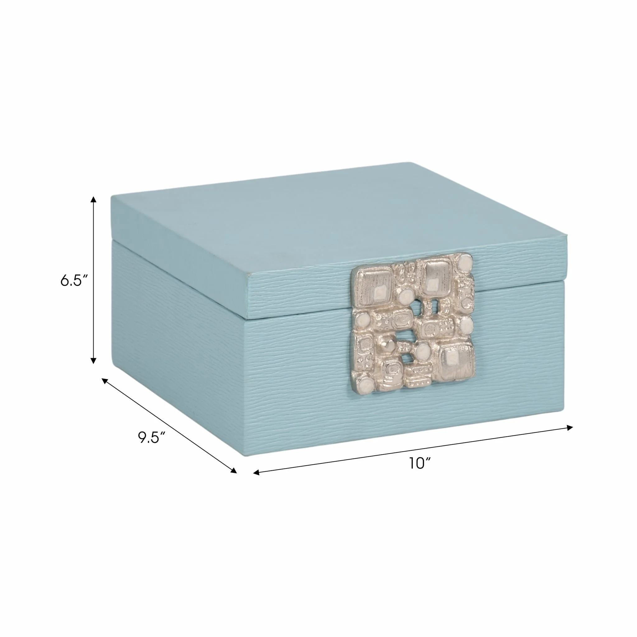 Faux Leather, 8" Crinkle Box, Blue/silver - Image 6
