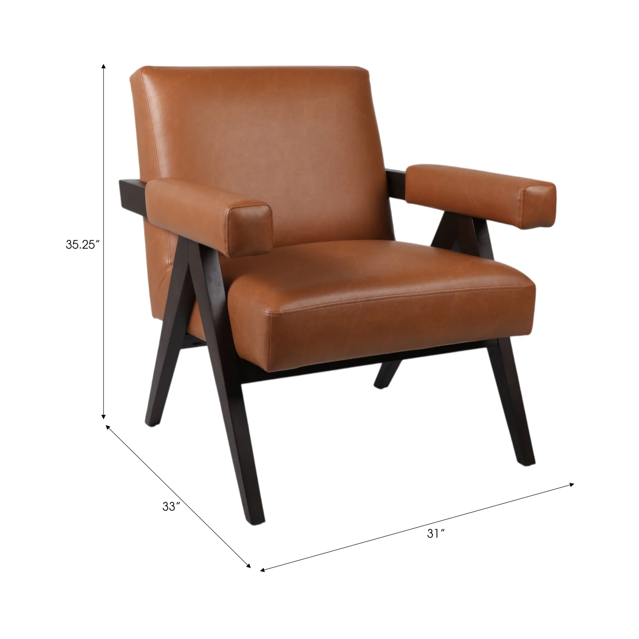 Faux Leather Scandinavian Chair, Brown - Image 7