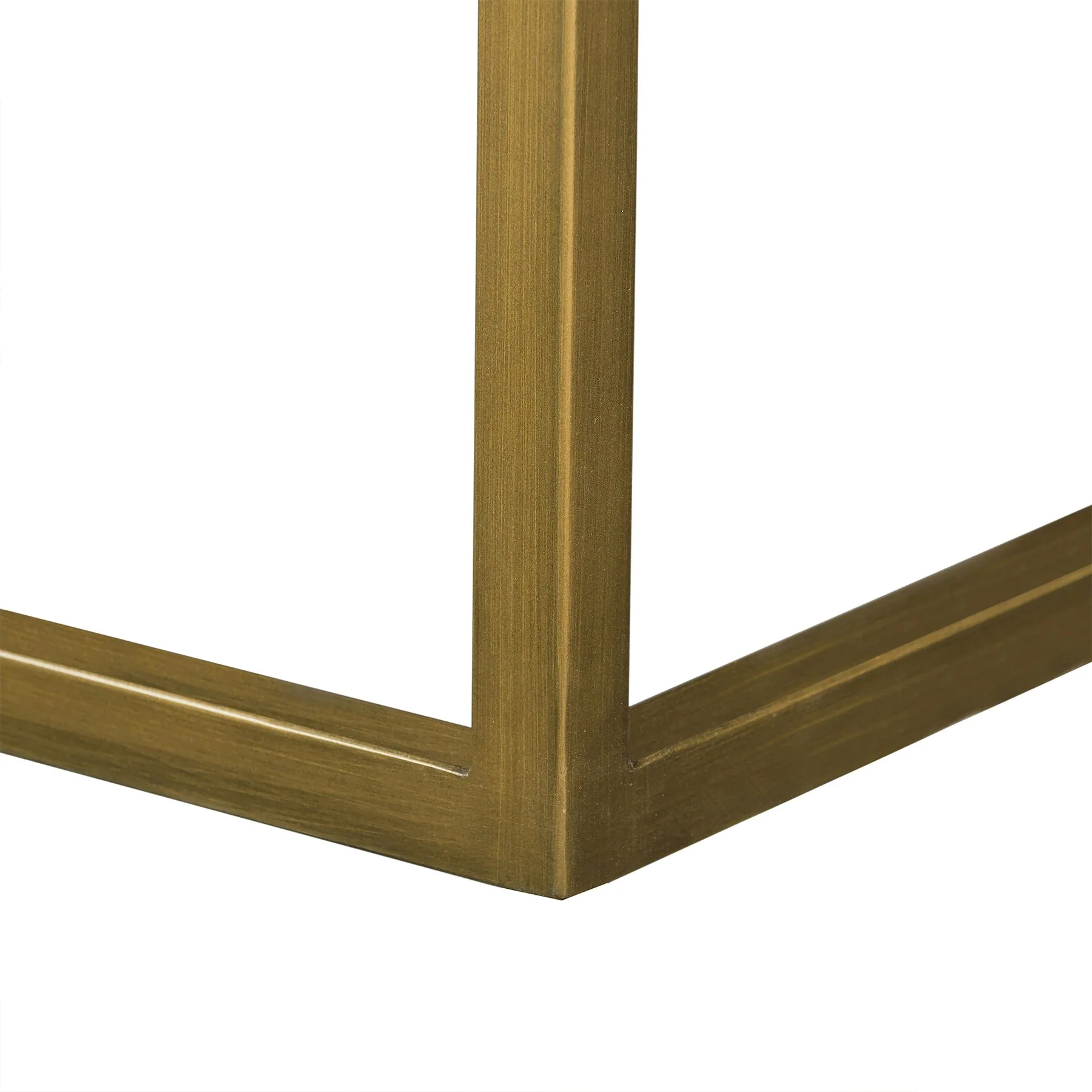 Faye Rustic Brown Wood Console Table with Shelf and Antique Brass Metal Base - Image 6