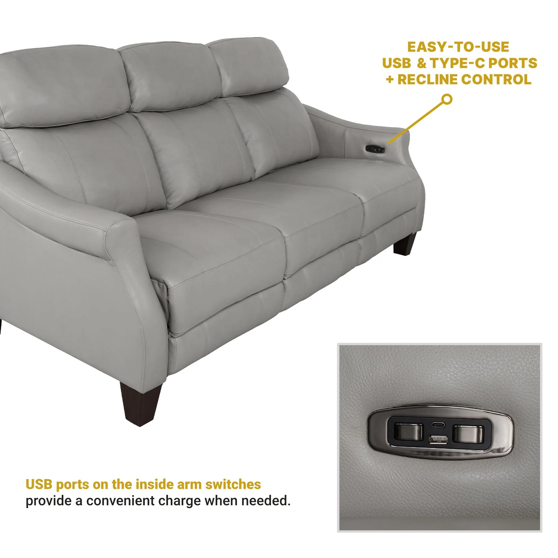 Felicity 84" Zero Gravity Power Reclining Sofa in Silver Leather - Image 12