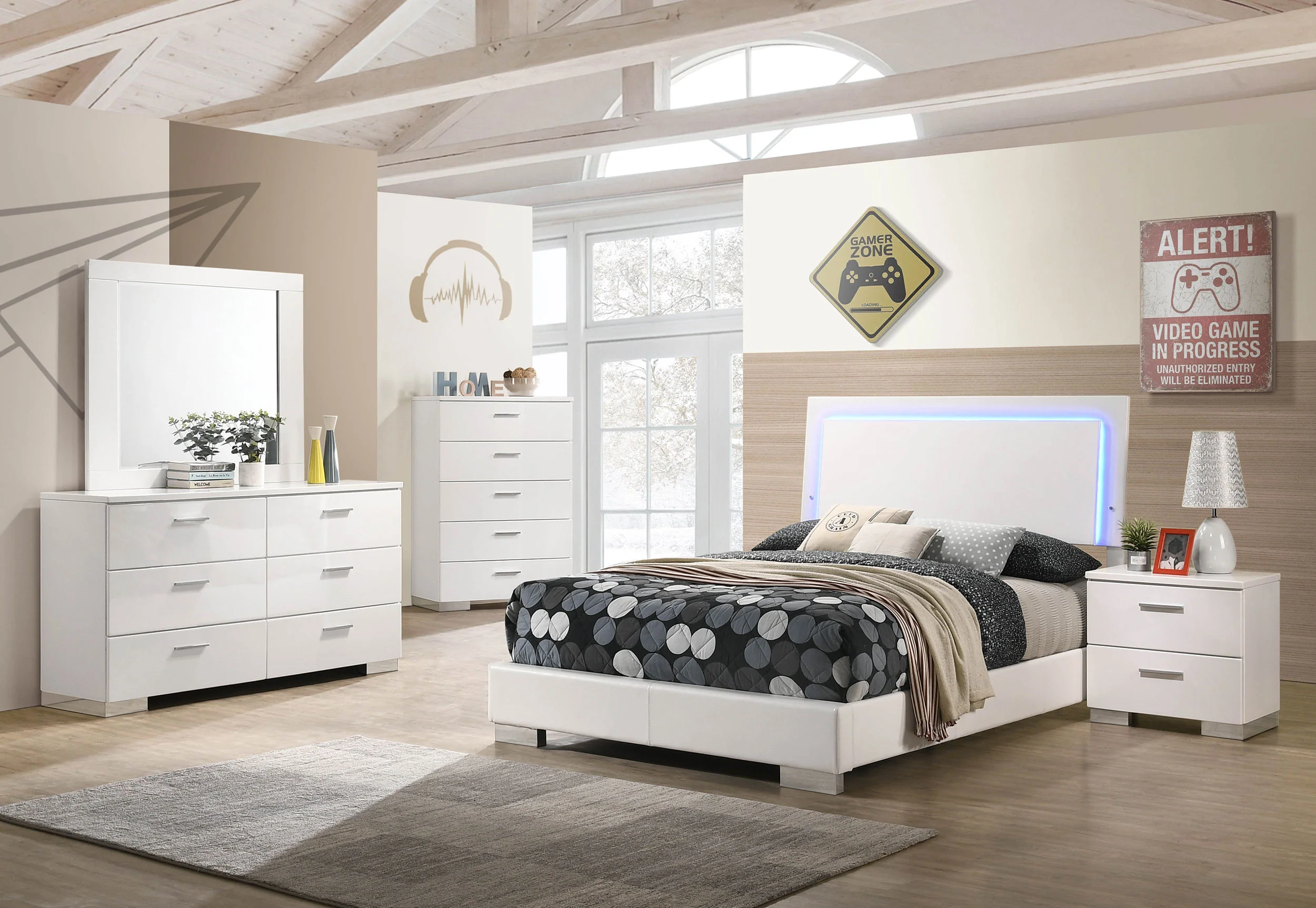 Felicity Panel Bed with LED Lighting - Image 32