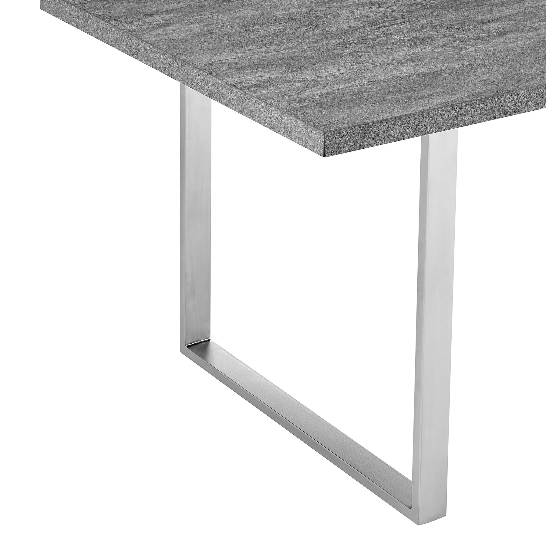 Fenton and Pacific 5 Piece Modern Rectangular Dining Set with Metal Base in Gray Melamine Wood and Gray Fabric - Image 7
