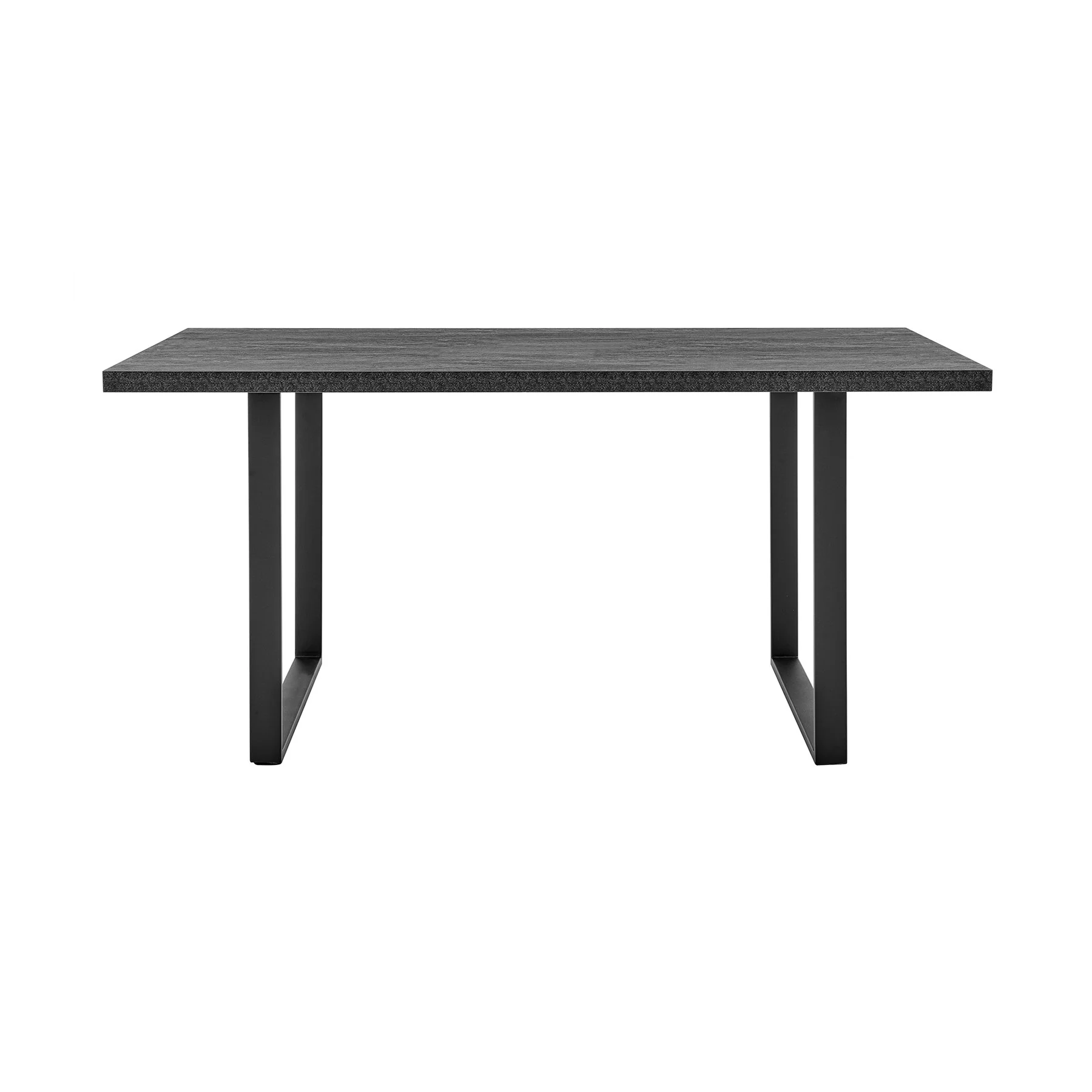 Fenton and Pacific 7 Piece Modern Rectangular Dining Set with Black Base in Black Melamine Wood and Gray Fabric - Image 4