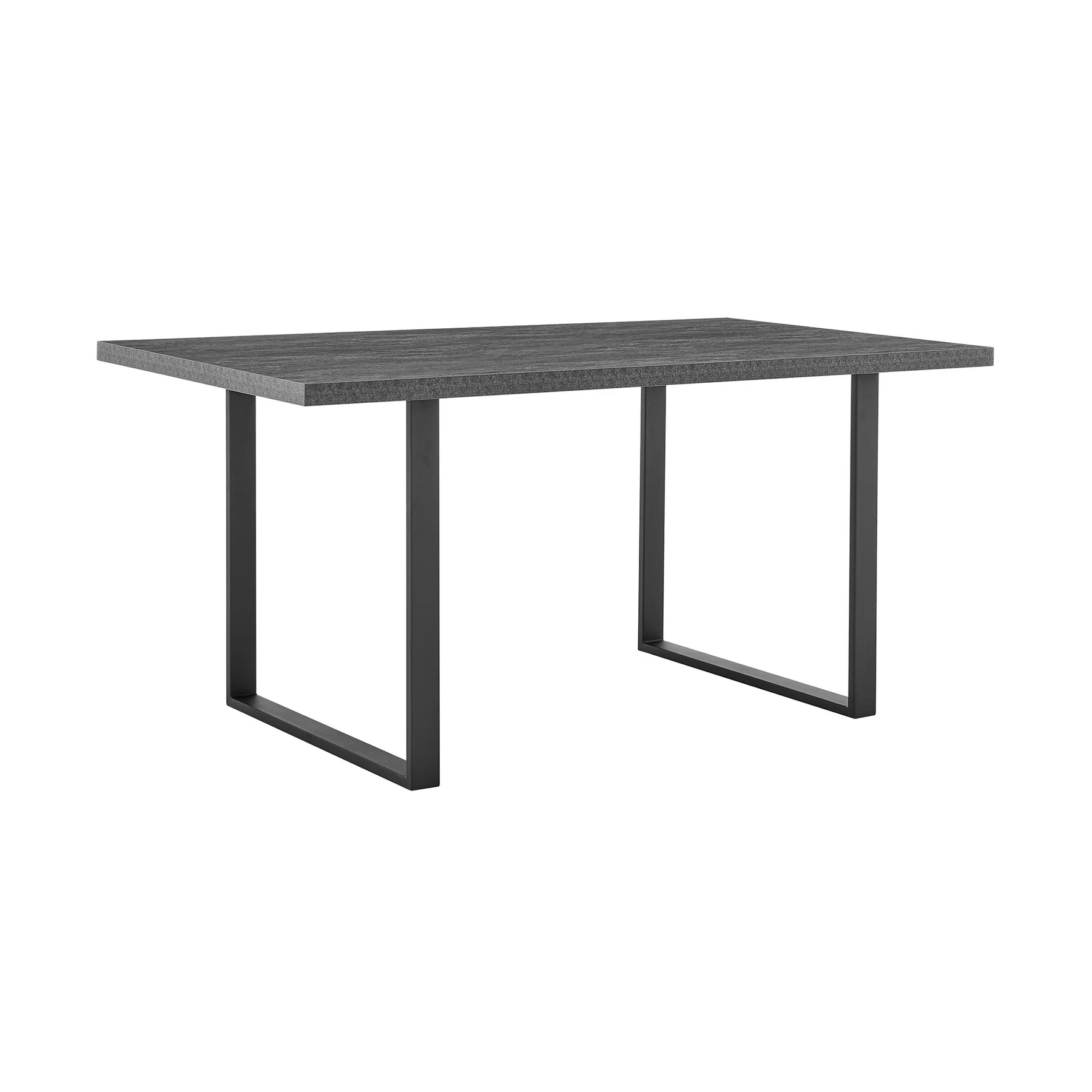 Fenton and Pacific 7 Piece Modern Rectangular Dining Set with Black Base in Black Melamine Wood and Gray Fabric - Image 5