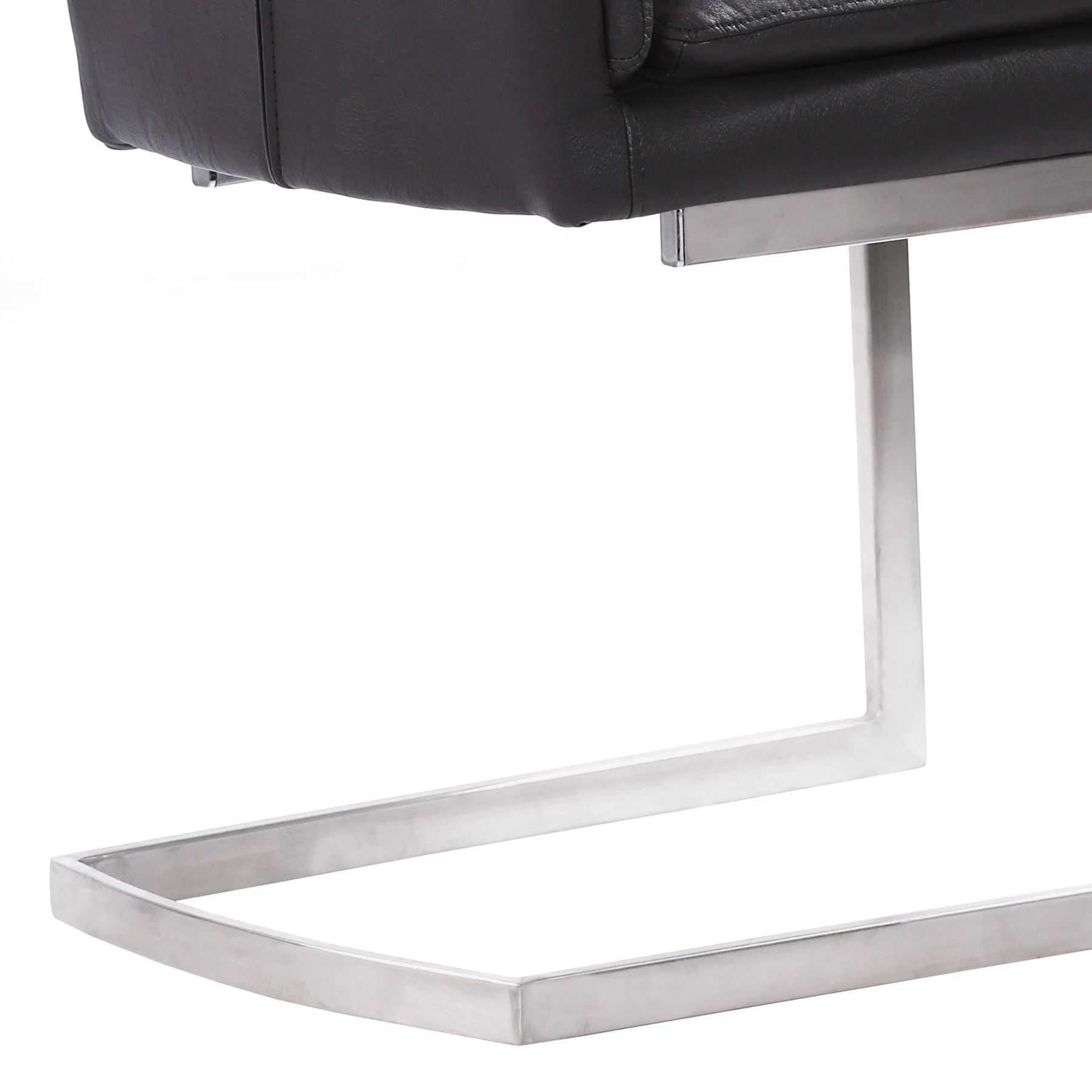 Fenton Contemporary Dining Chair in Brushed Stainless Steel Finish with Gray Faux Leather - Set of 2 - Image 4