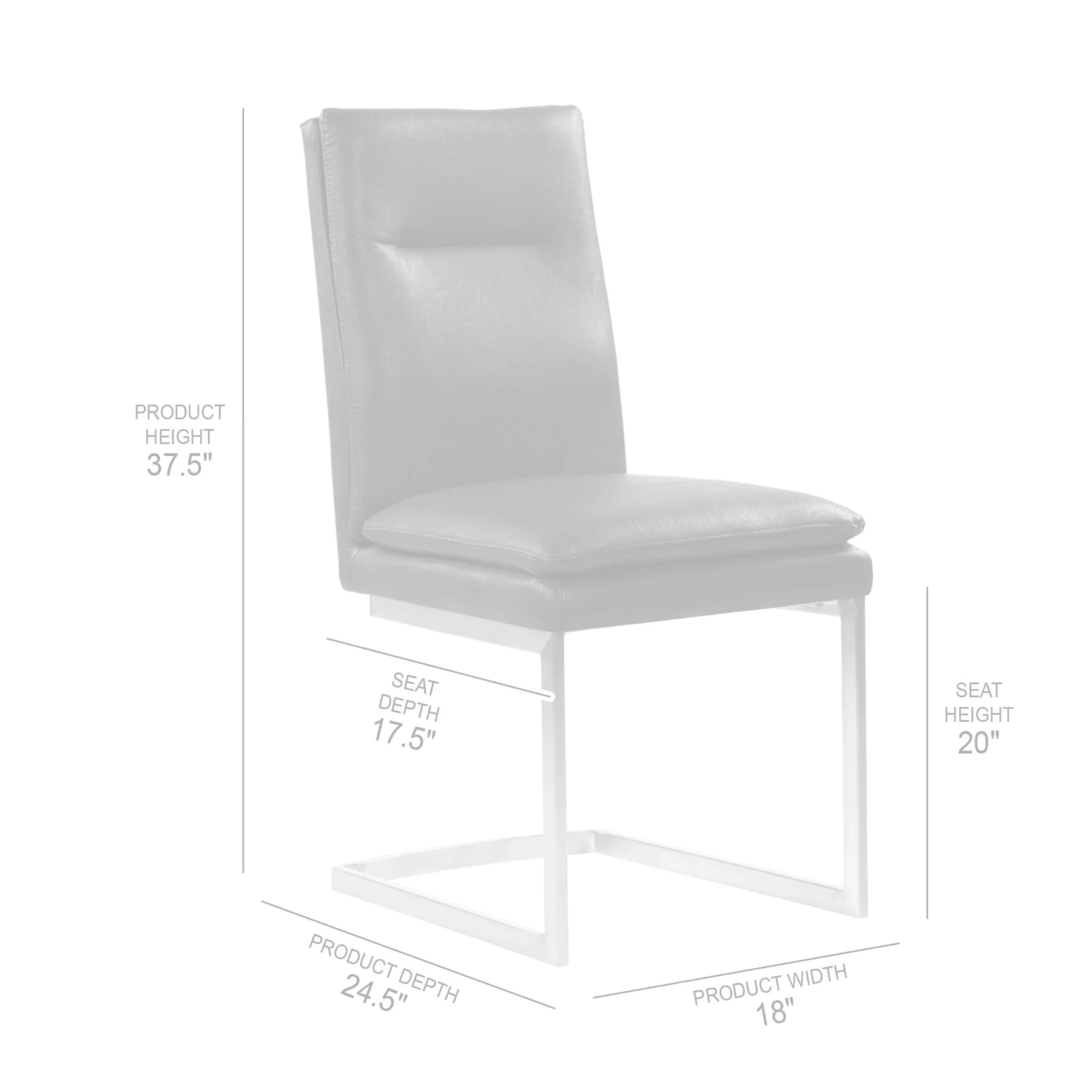 Fenton Contemporary Dining Chair in Brushed Stainless Steel Finish with Gray Faux Leather - Set of 2 - Image 5