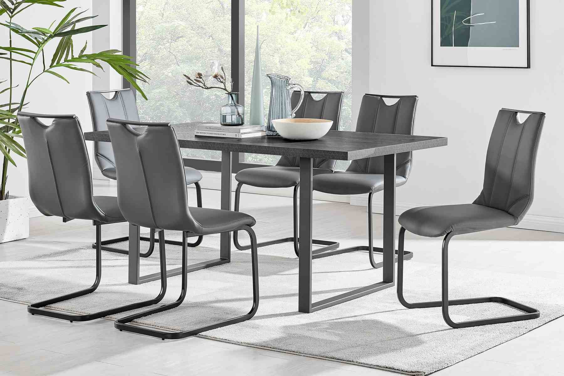 Fenton Dining Table with Charcoal Top and Black Base - Image 6