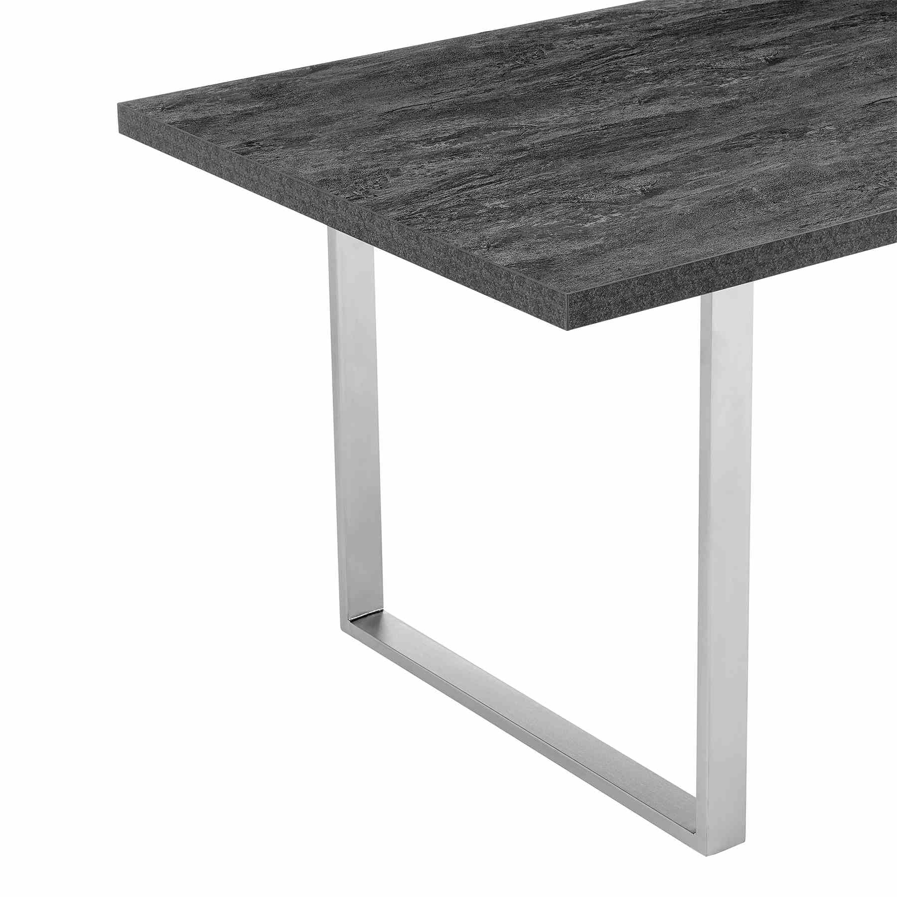 Fenton Dining Table with Charcoal Top and Brushed Stainless Steel Base - Image 3