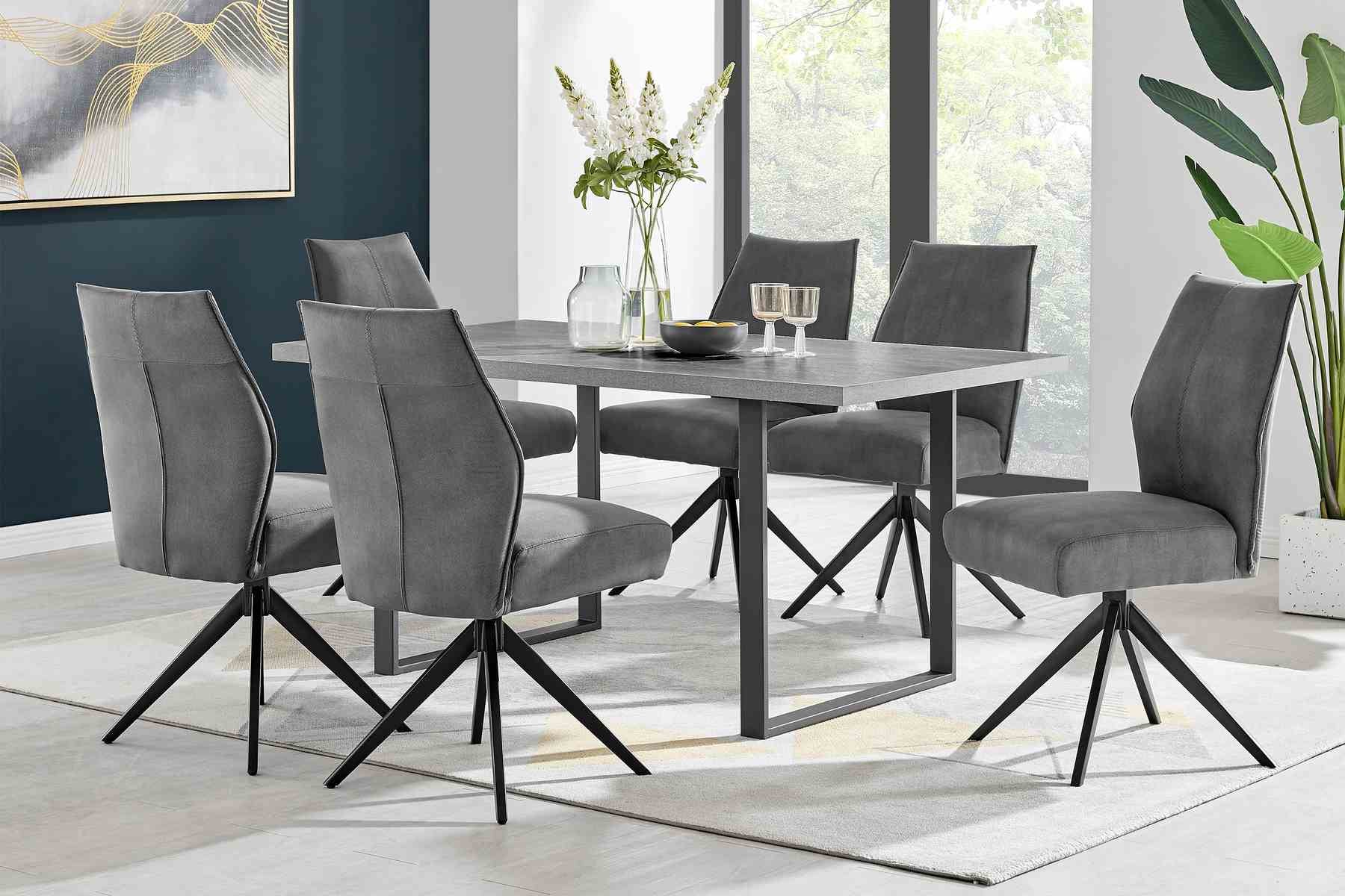 Fenton Dining Table with Gray Top and Black Base - Image 6