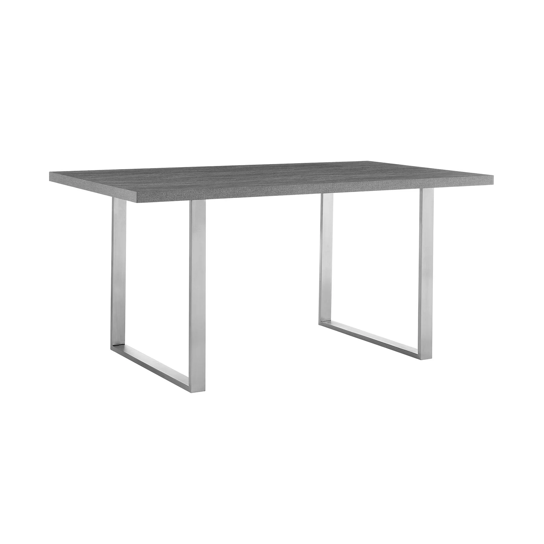 Fenton Dining Table with Gray Top and Brushed Stainless Steel Base - Image 2