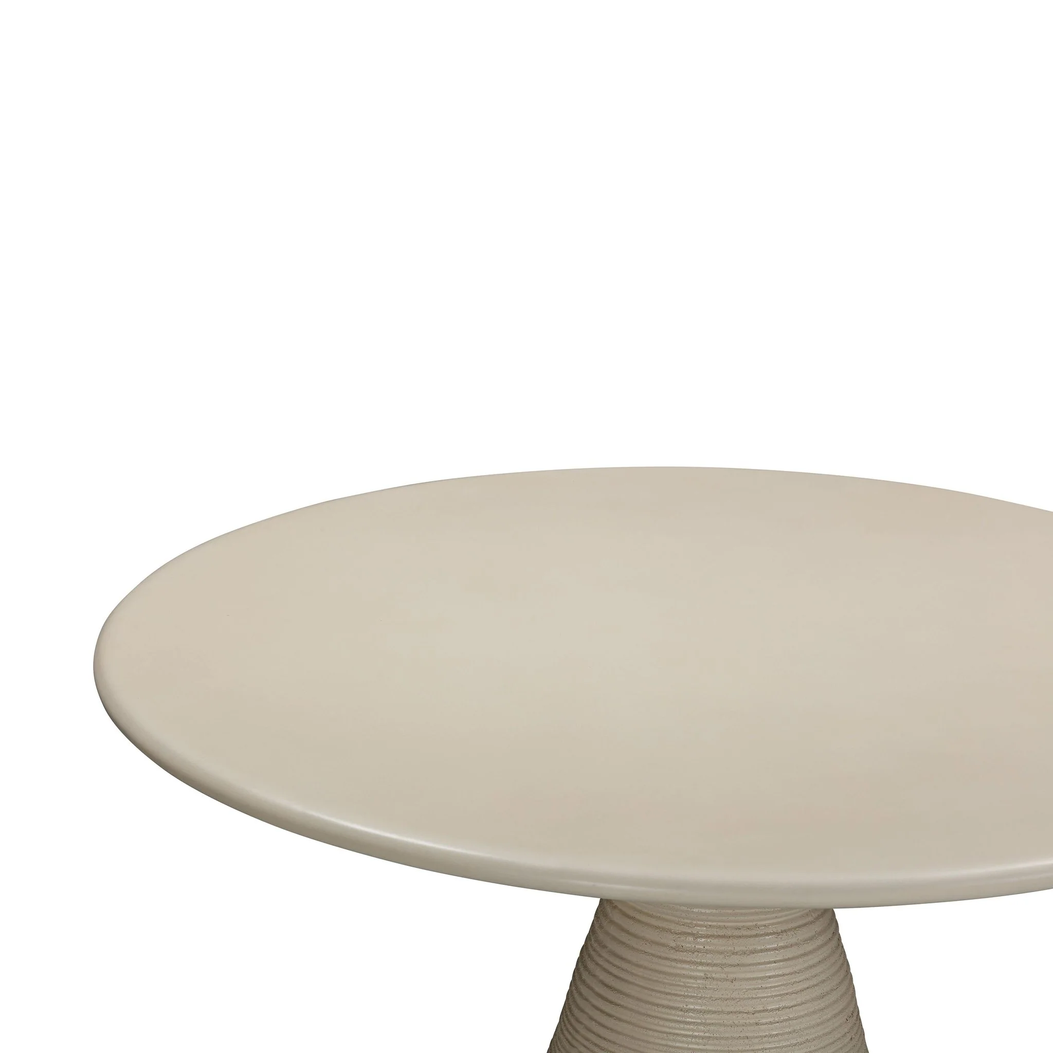 Fern Beige Textured Faux Plaster Concrete Indoor / Outdoor Round Dining Table - Image 4