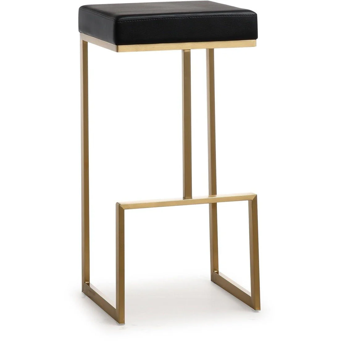 Ferrara Black Performance Vegan Leather and Gold Steel Barstool - Set of 2 - Image 3