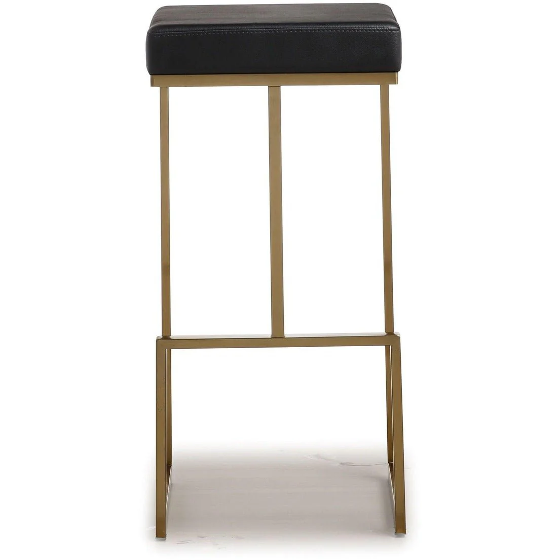 Ferrara Black Performance Vegan Leather and Gold Steel Barstool - Set of 2 - Image 5