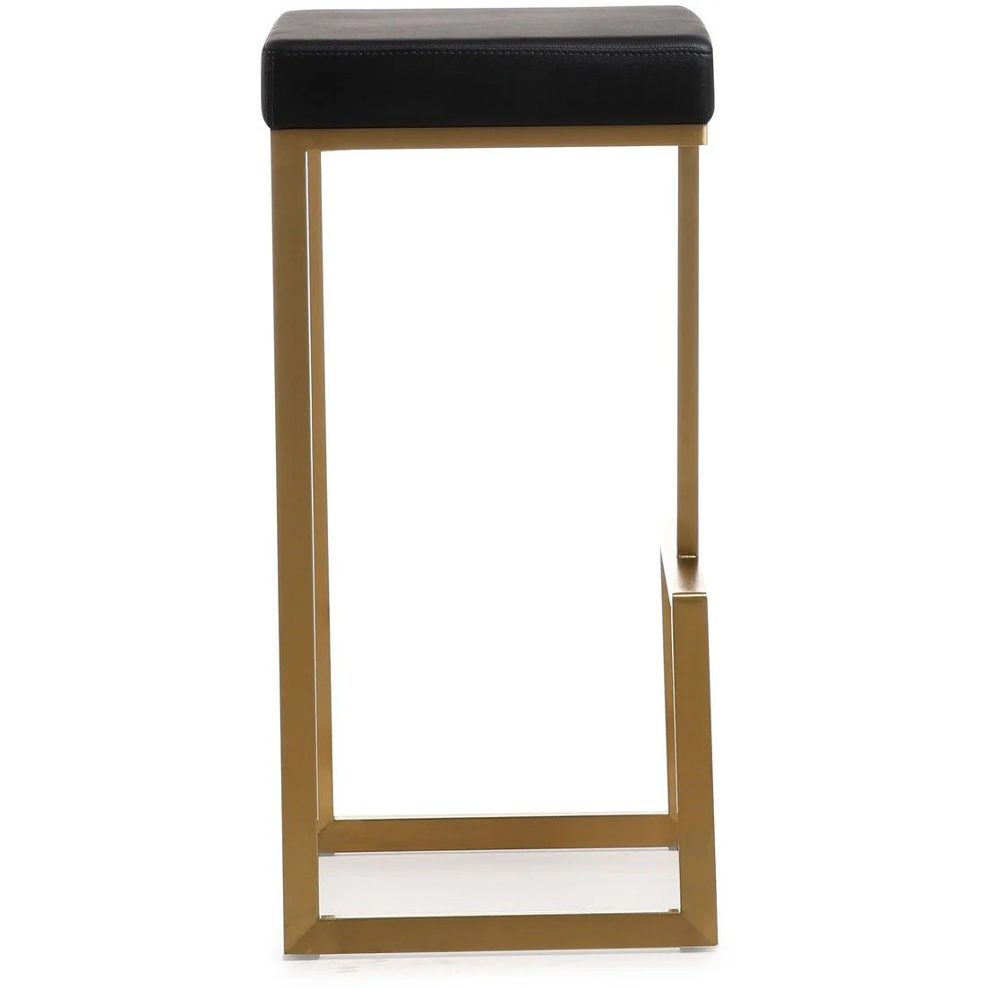 Ferrara Black Performance Vegan Leather and Gold Steel Barstool - Set of 2 - Image 6