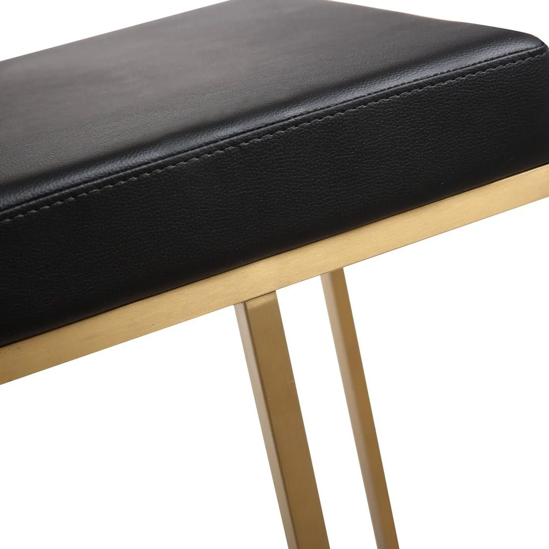Ferrara Black Performance Vegan Leather and Gold Steel Barstool - Set of 2 - Image 7