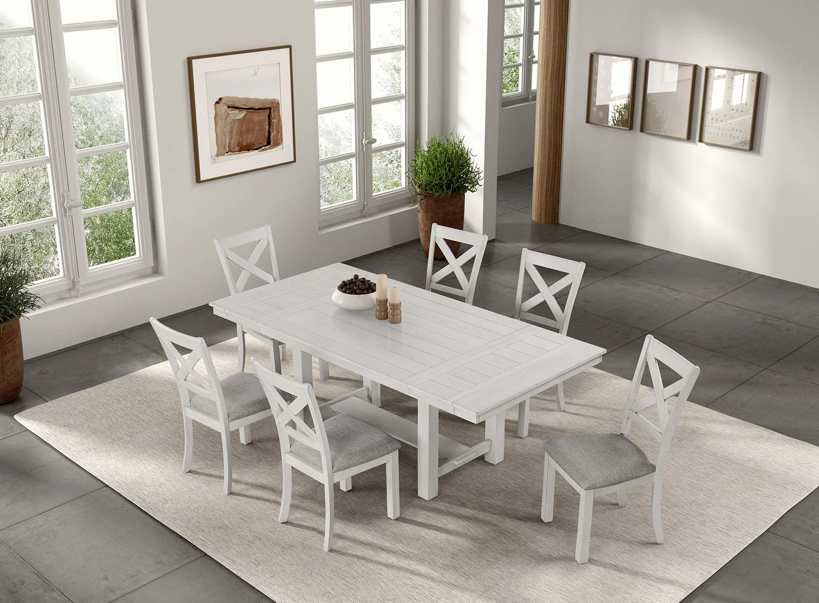 Ferrone Dining Table, Rustic White Oak - Image 2