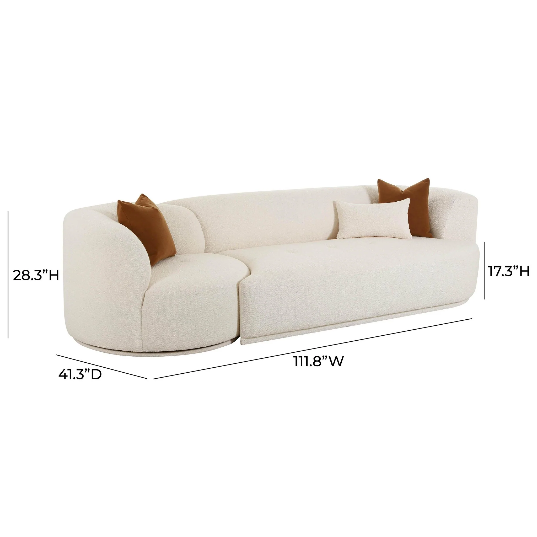 Fickle Cream Boucle 2-Piece Modular RAF Sofa - Image 8