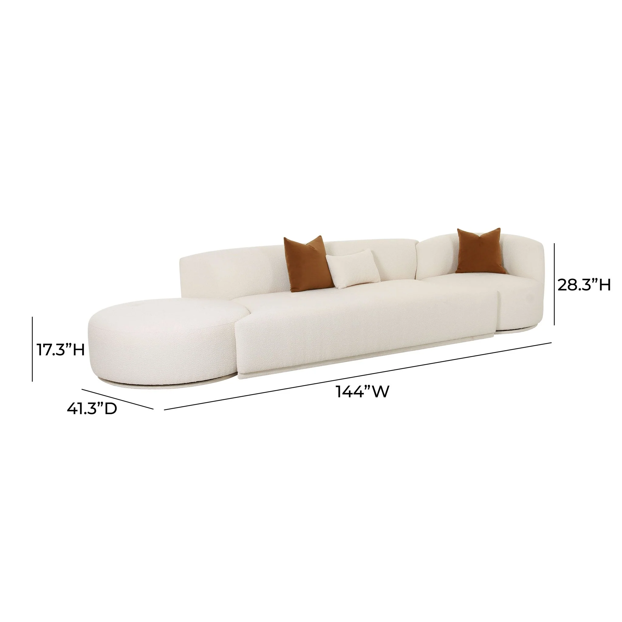 Fickle Cream Boucle 3-Piece Chaise Modular Sofa - Image 9