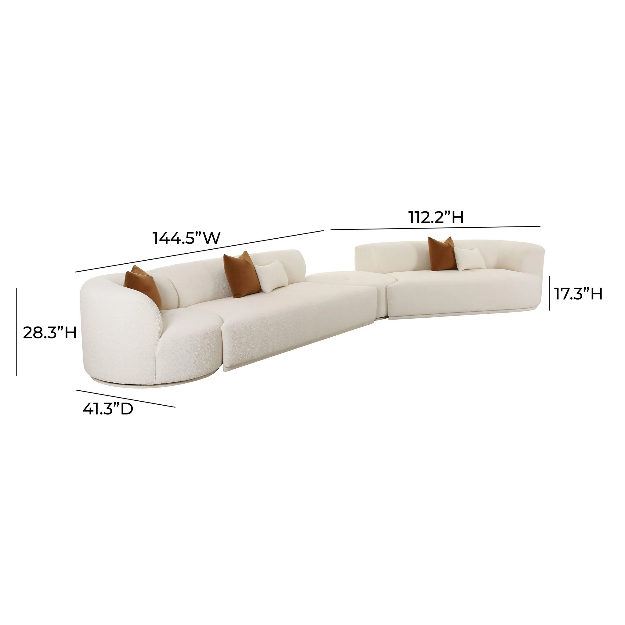 Fickle Cream Boucle 4-Piece Modular RAF Sectional - Image 7