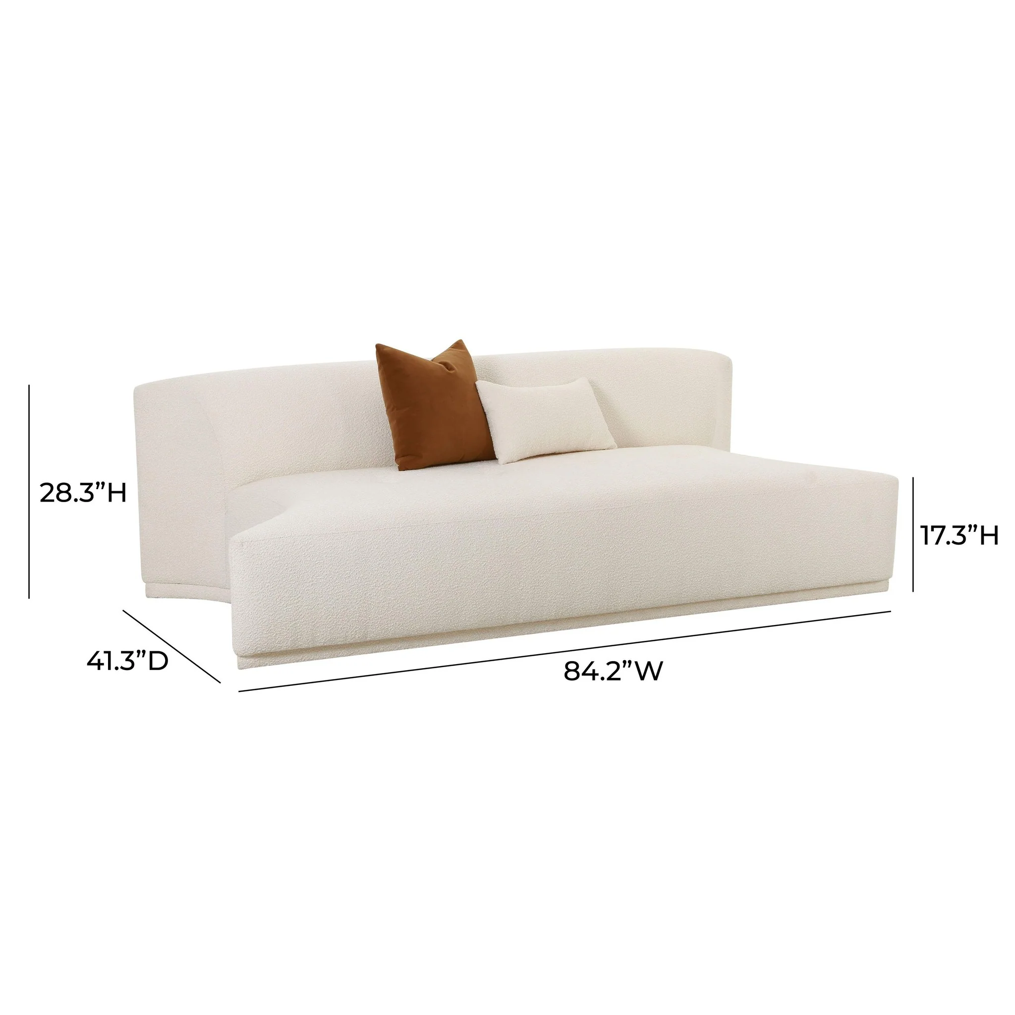 Fickle Cream Boucle Modular Armless Loveseat - Image 6