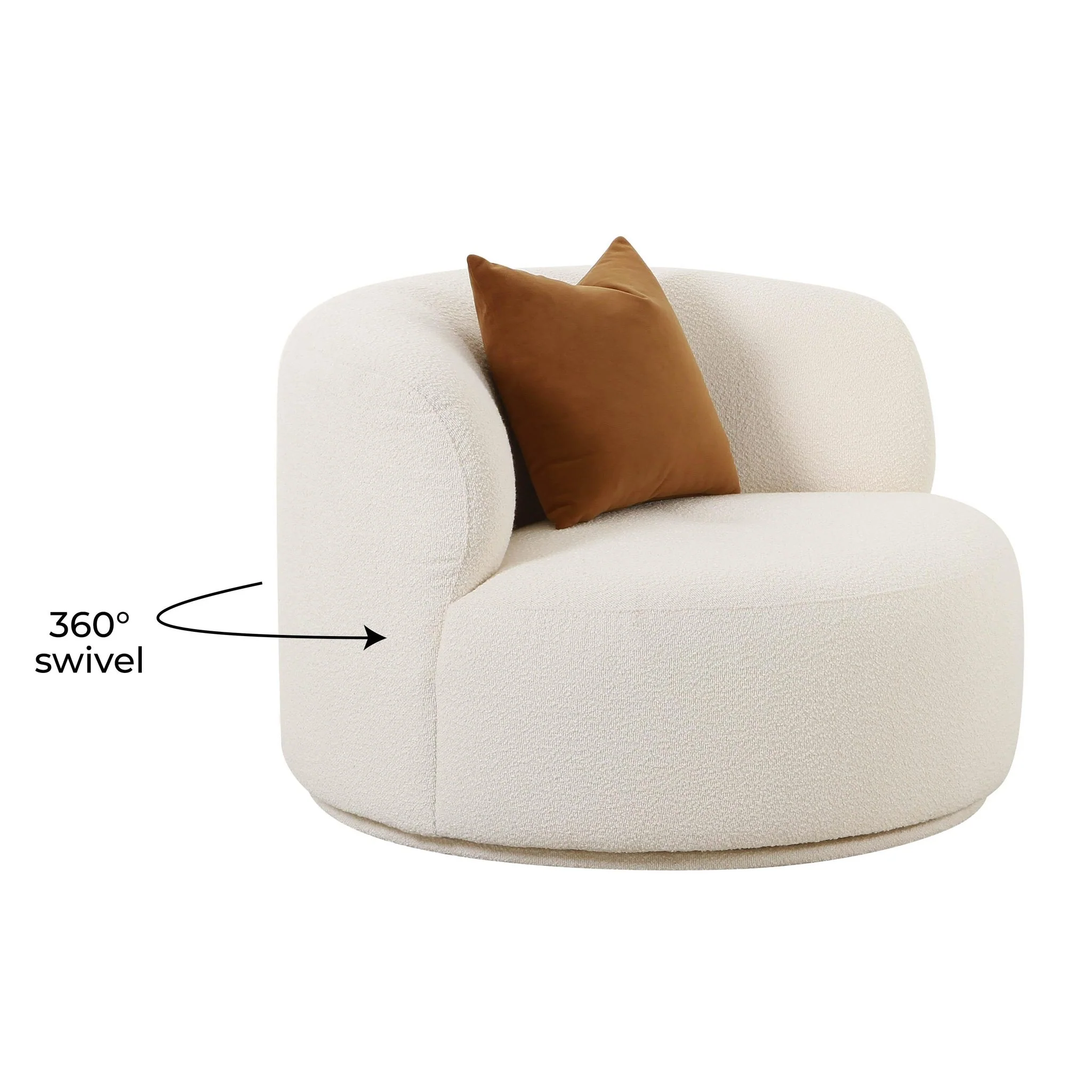 Fickle Cream Boucle Swivel Chair - Image 6