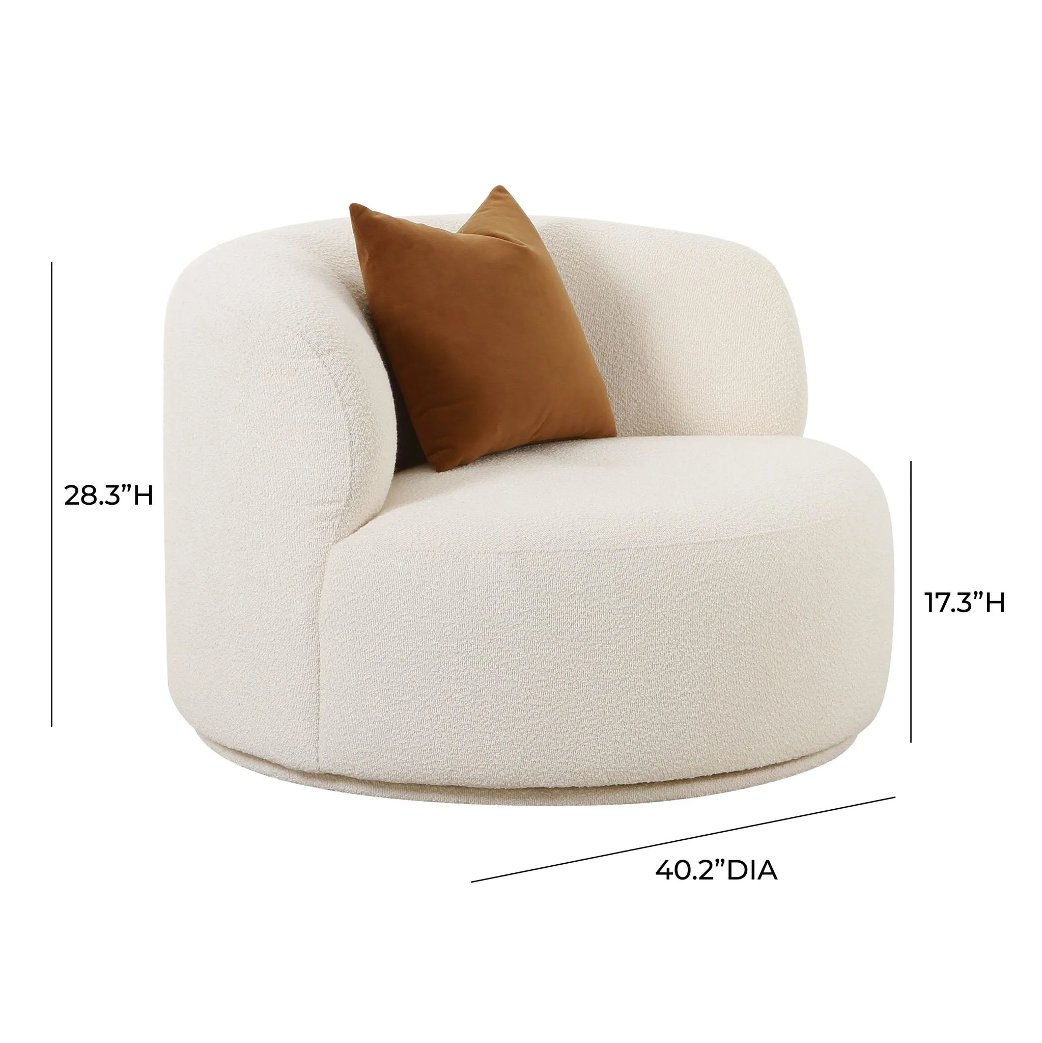 Fickle Cream Boucle Swivel Chair - Image 7