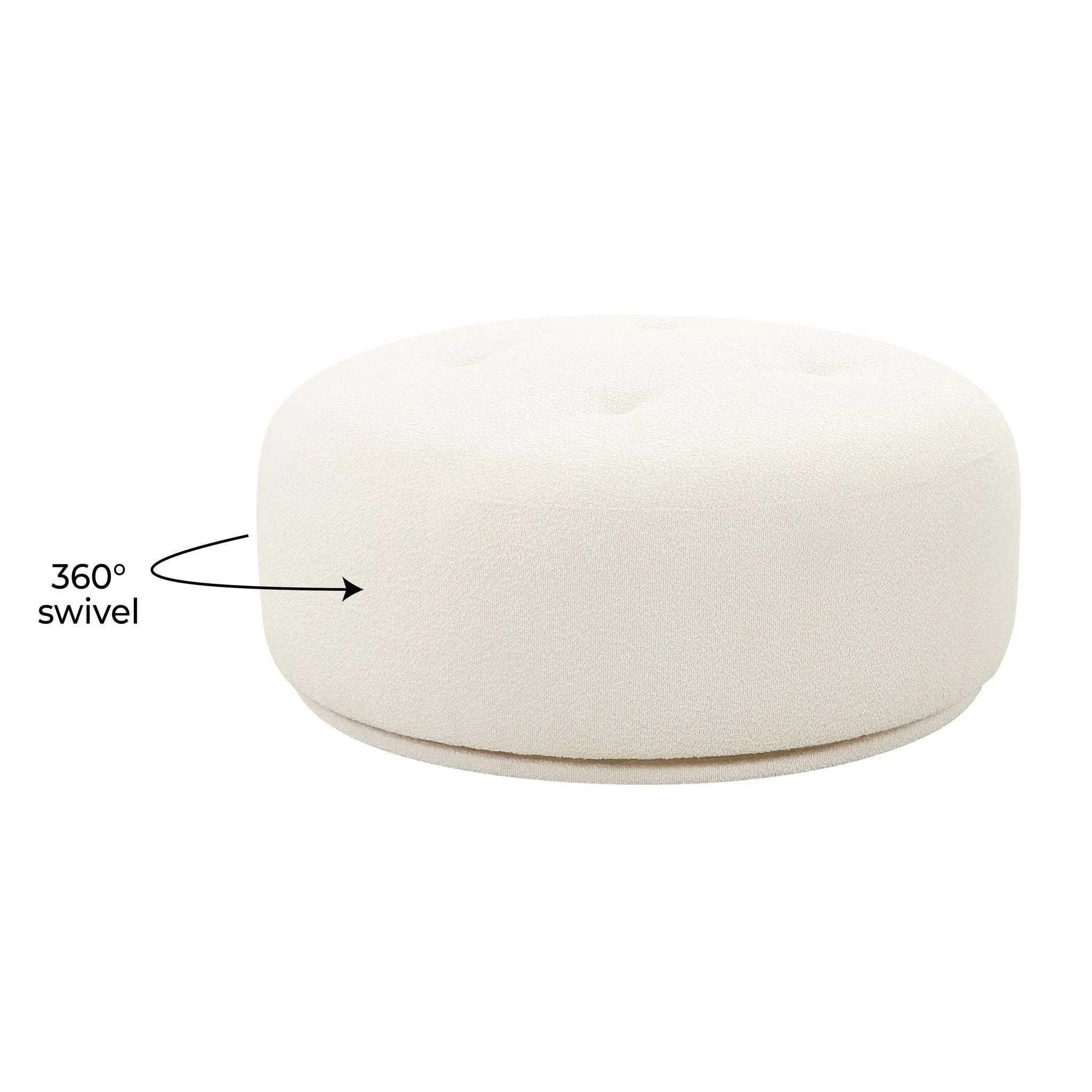 Fickle Cream Boucle Swivel Ottoman - Image 4