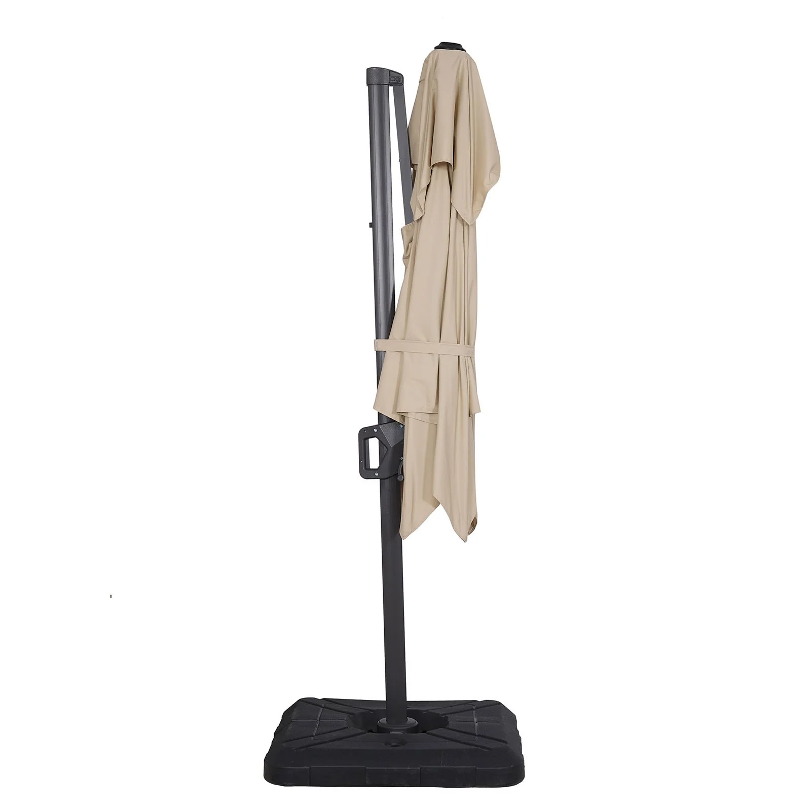 Fida 8' Square Umbrella, Double Top, Tan + Base - Image 4