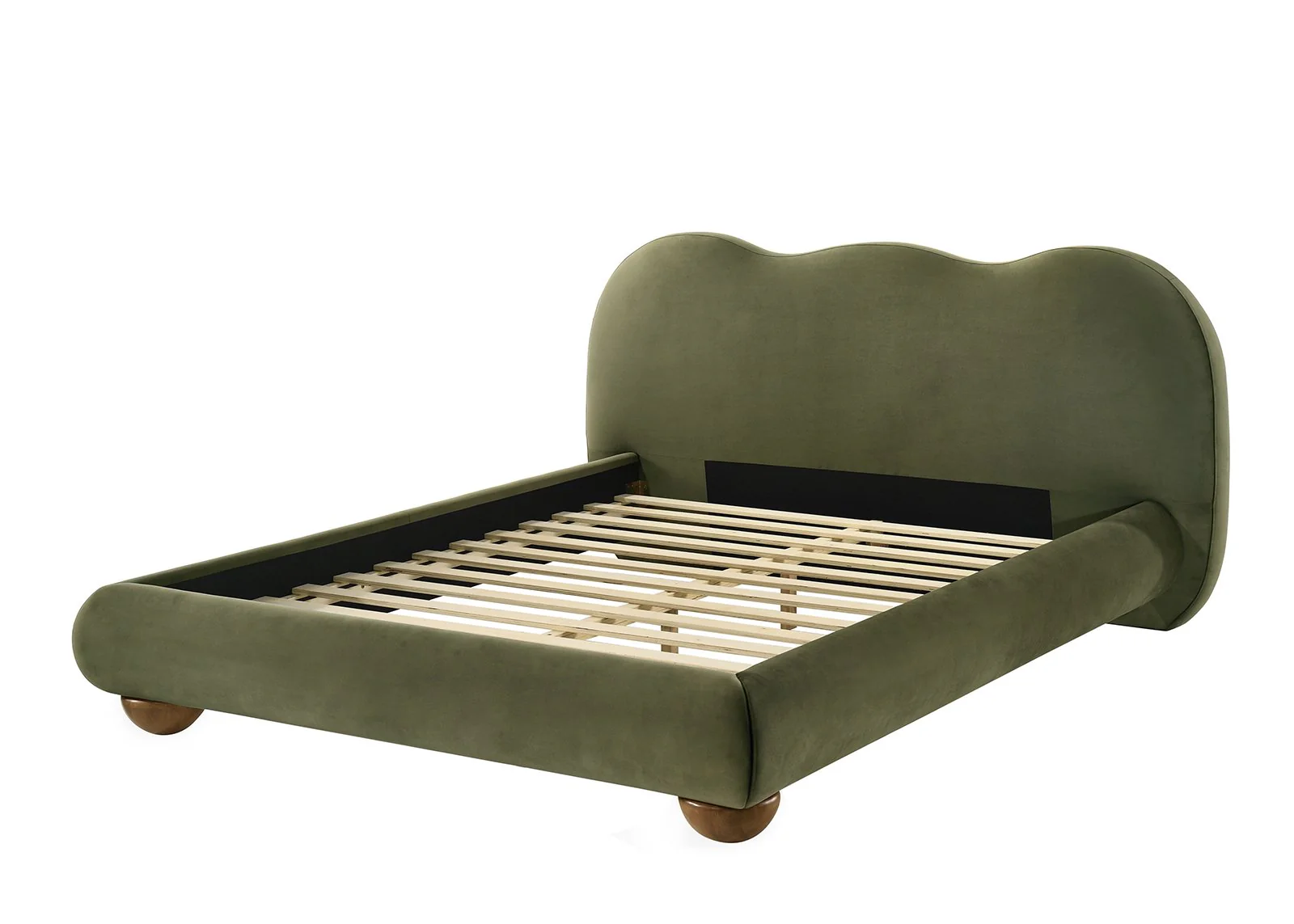 Finamore Queen Bed, Olive Green Velvet - Image 4