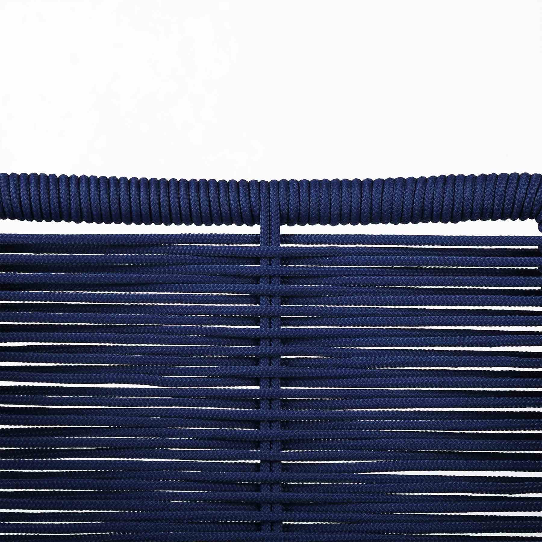 Fineline and Clip Indoor Outdoor 7 Piece Dining Set in Dark Eucalyptus Wood with Superstone and Blue Rope - Image 6
